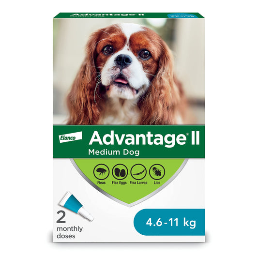 Advantage II Flea Treatment for Medium Dogs weighing 4.6 kg to 11 kg (10 lbs. to 24 lbs.)-2 doses 🍁 All In One Marketplace Canada
