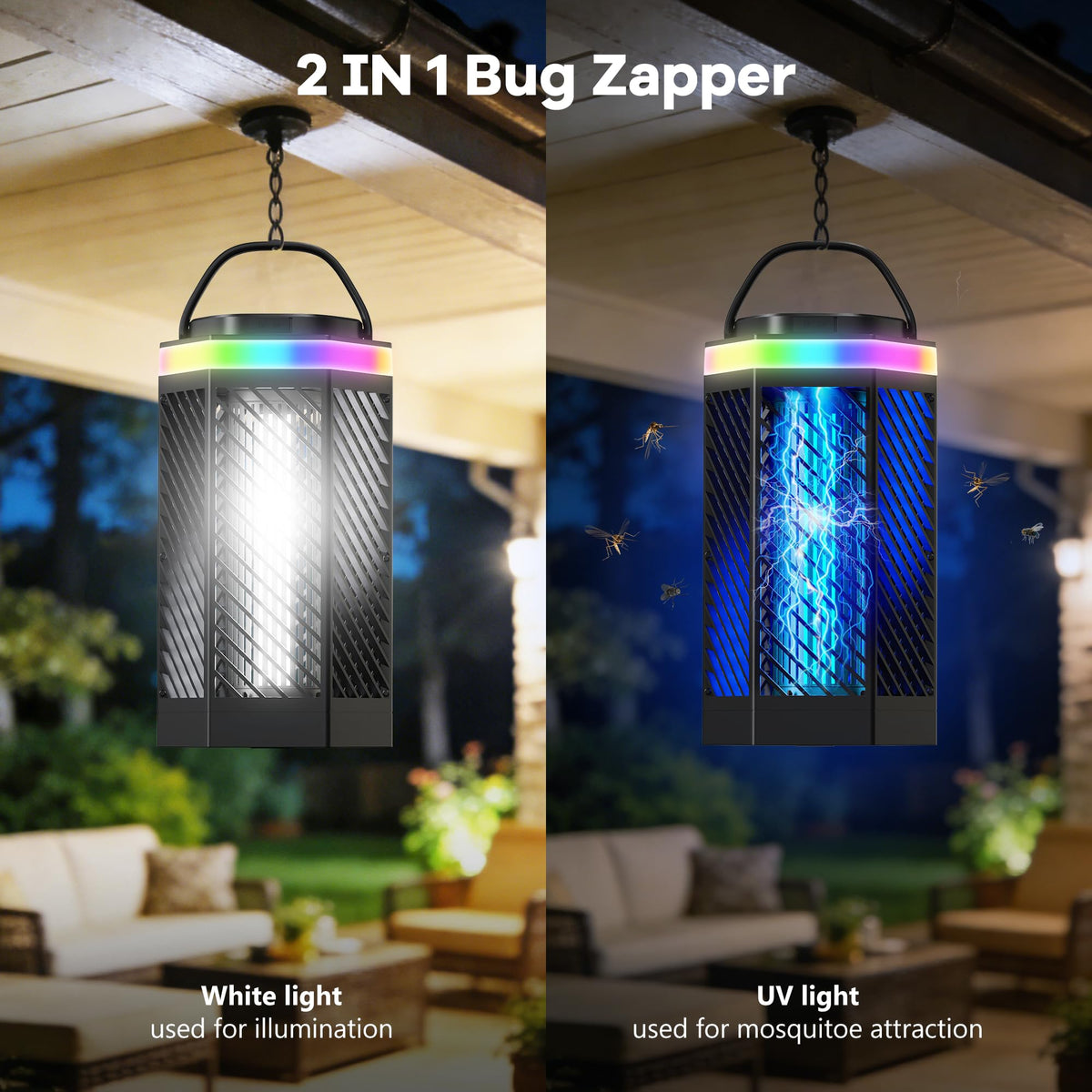 REOGLE Bug Zapper Outdoor Indoor, Rechargeable Mosquito Zapper with 8000mAh Battery & LED Night Light, USB Charging Electric Fly Zapper, Portable Fly Trap Fly Killer for Patio, Backyard, Garden 🍁 All In One Marketplace Canada