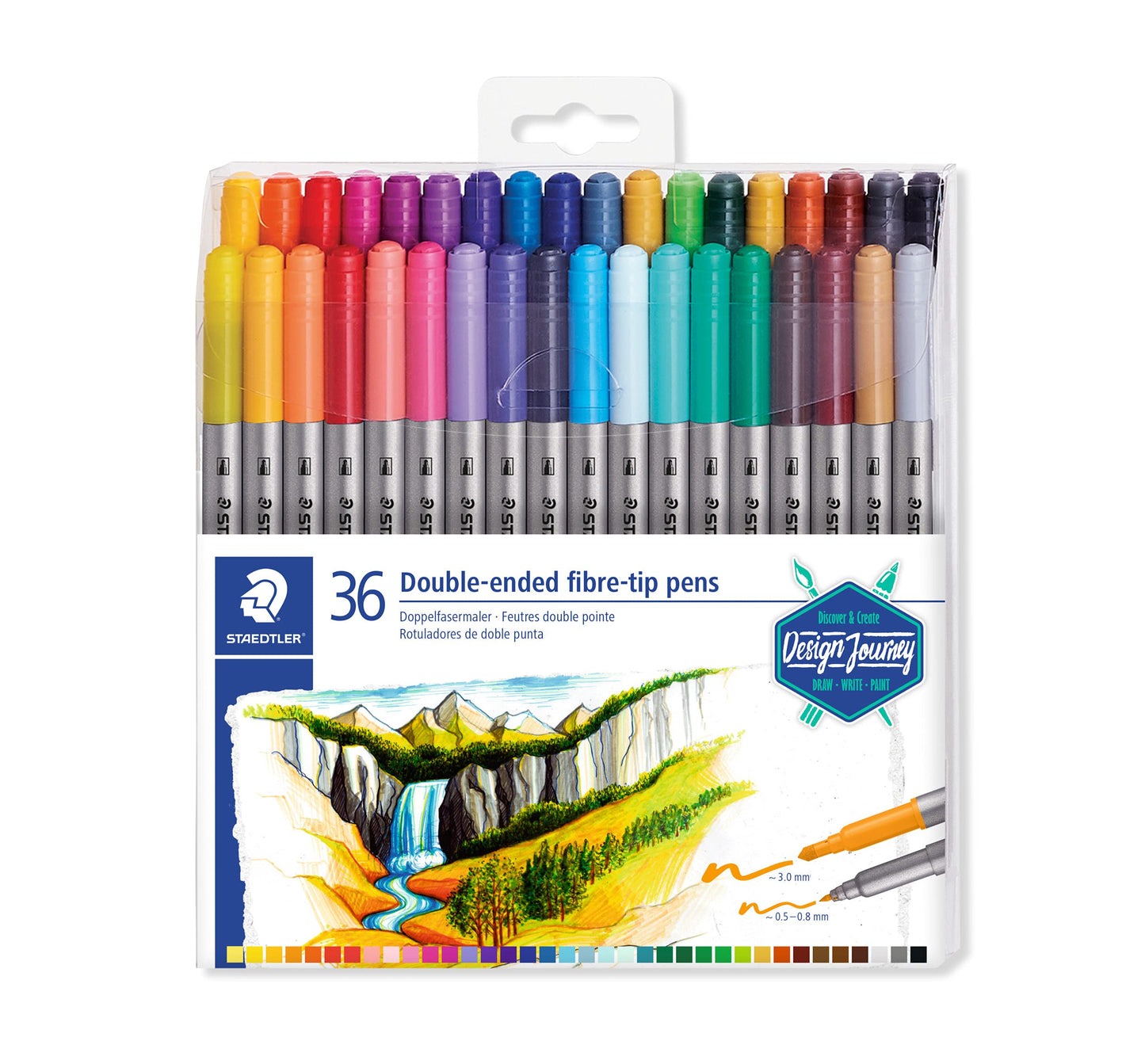 STAEDTLER Double-Ended Fibre-Tip Pens: Set of 36 Assorted Colours - Fine & Bold Writing and Colouring Tips - Washable Ink - Low Odour - School, Office or Home - Kids, Adults, Artists, All Skill Levels 🍁 All In One Marketplace Canada