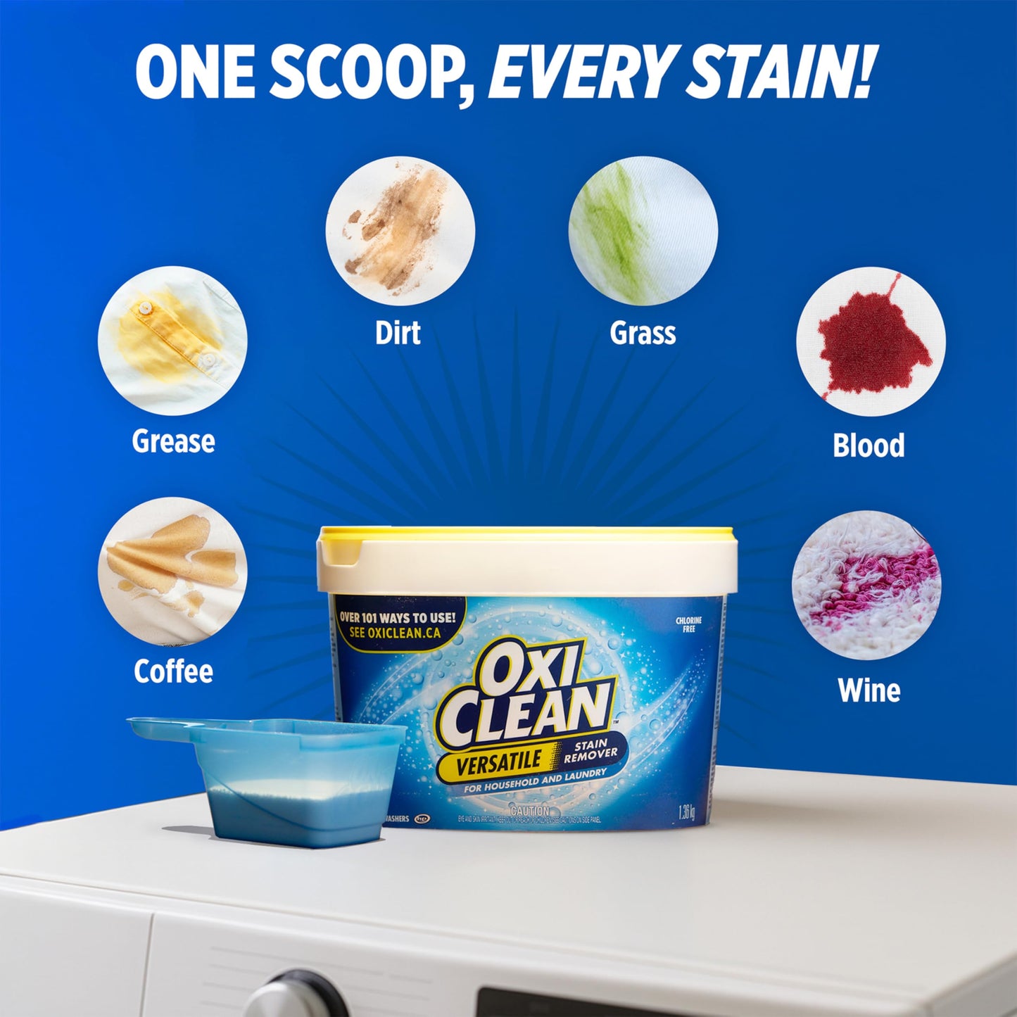 OxiClean Versatile Stain Remover Powder for Household, Laundry, Carpet, and Upholstery - Colour Safe, Chlorine Bleach Free, 3.27 kg 🍁 All In One Marketplace Canada