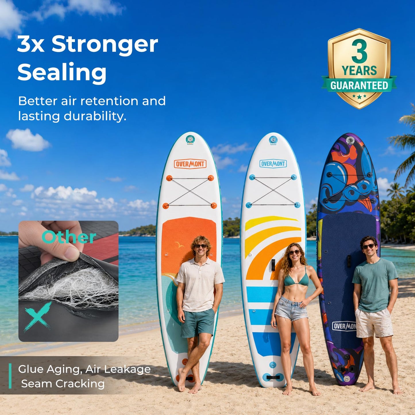 Overmont Inflatable Paddle Board 10'7" x 33" x 6", Extra Wide SUP for Adults & Beginners, 350 lb Stand Up Paddle Board with Adjustable Paddle, Pump, 3 Fins, Leash, Backpack & Repair Kit 🍁 All In One Marketplace Canada