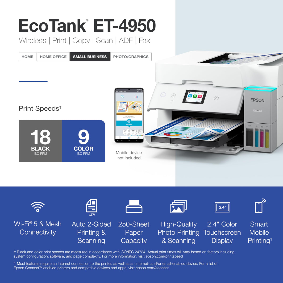 Epson EcoTank ET-4950 Wireless Color All-in-One Supertank Printer - Black 🍁 All In One Marketplace Canada