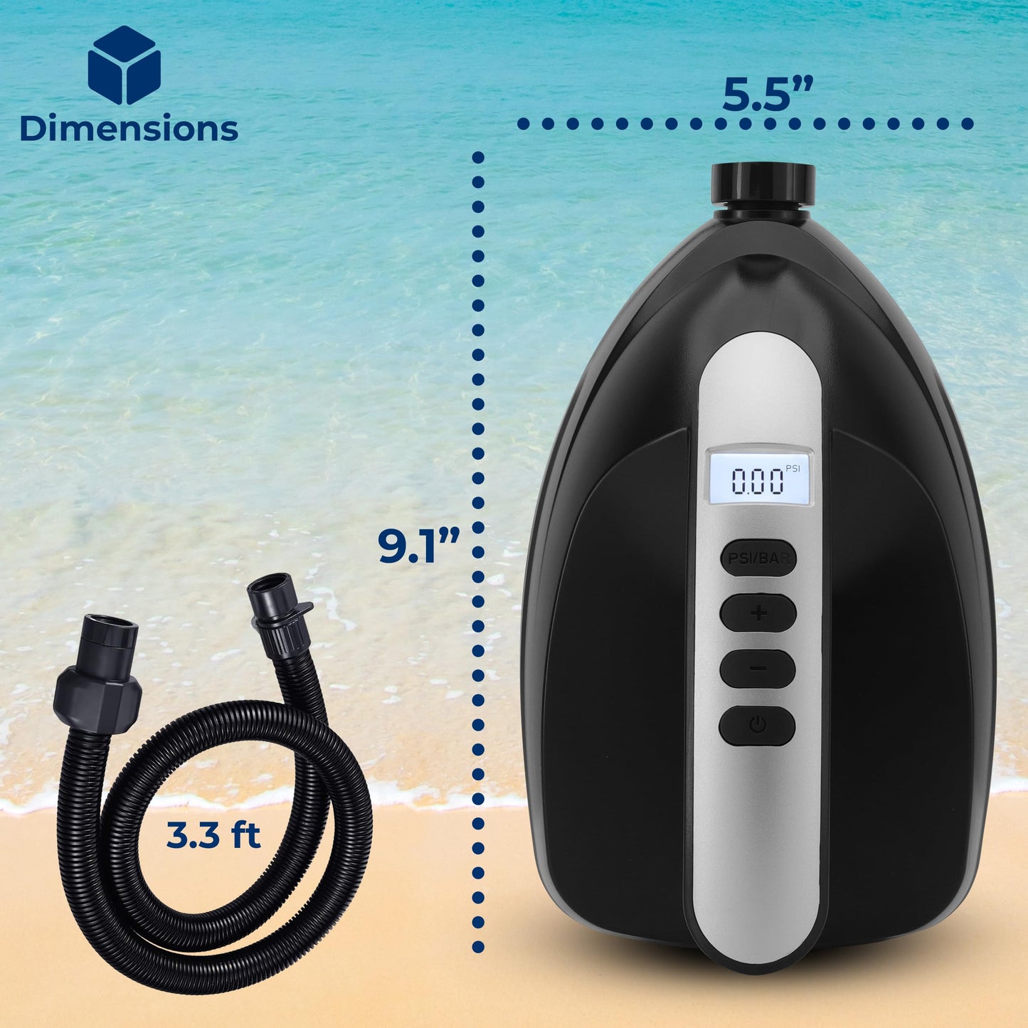 SereneLife Electric SUP Air Pump 16 PSI, Portable Paddle Board Air Compressor with Digital LCD Display, 12V DC Car Connector, Multiple Nozzle Adapters for SUPs, Boats & Inflatables 🍁 All In One Marketplace Canada