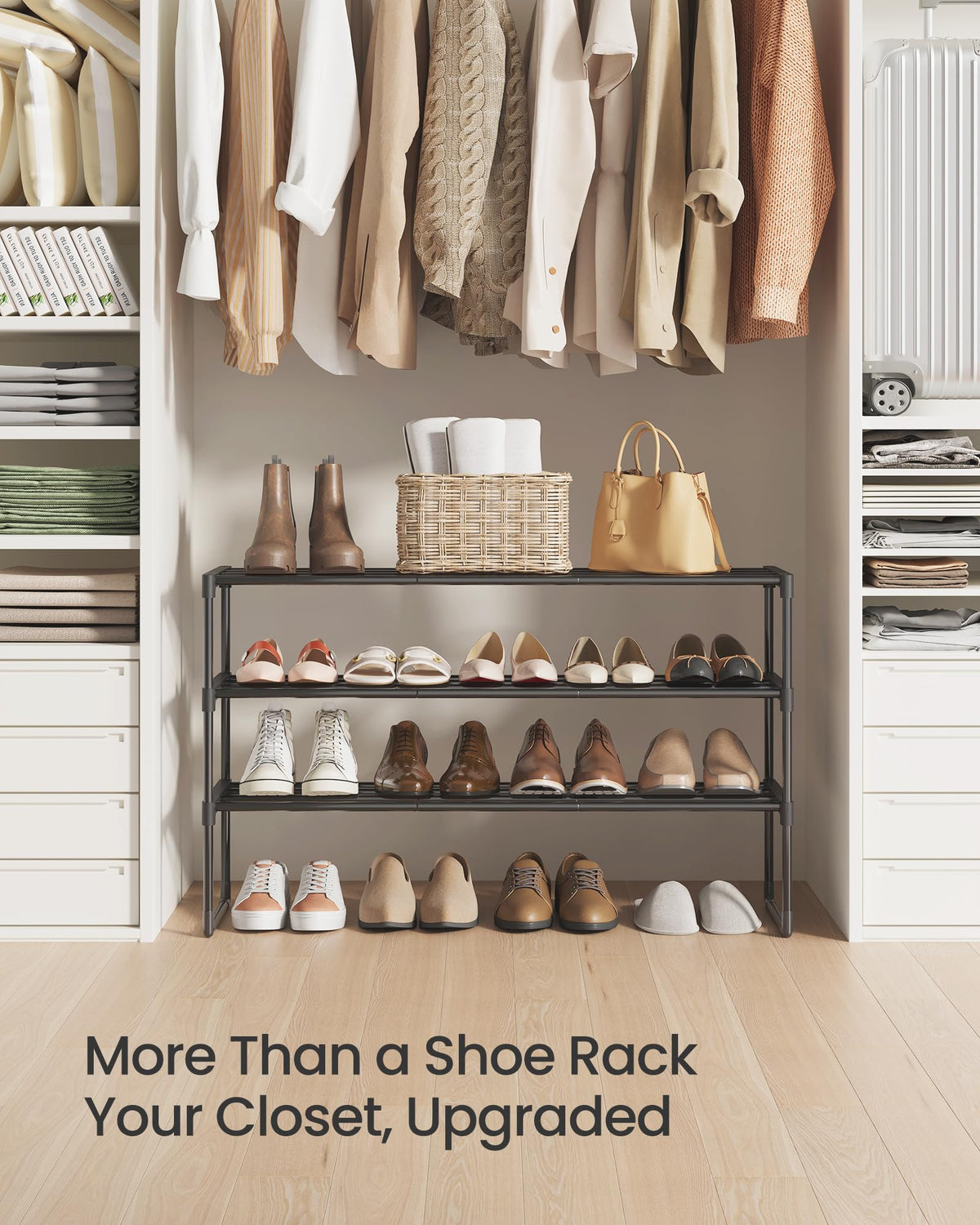 SONGMICS Shoe Rack, 3-Tier Shoe Organizer, Sturdy Storage Shelf, Upright or Upside Down, for 16-20 Pairs, Stackable, for Entryway, 30 x 92 x 55 cm, Black ULSA303B02 🍁 All In One Marketplace Canada