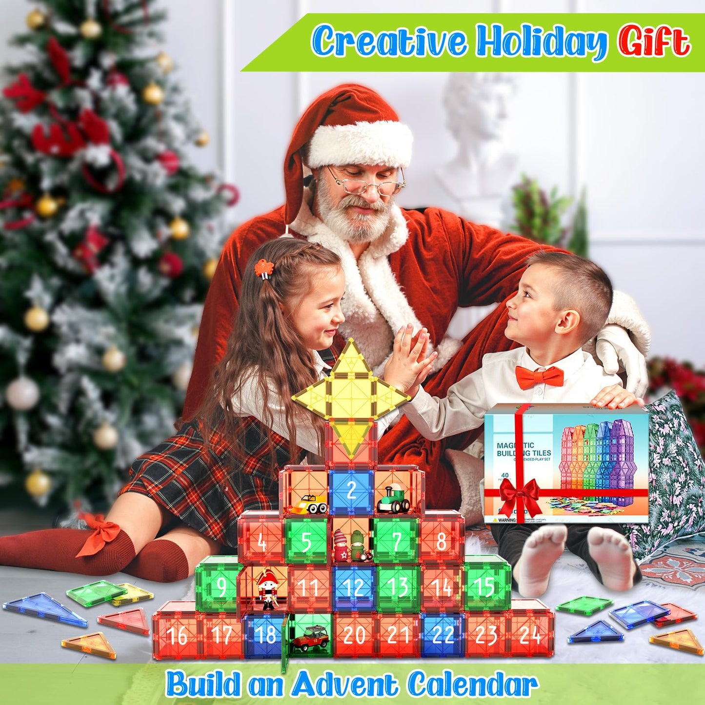 Magnetic Tiles Kids Toys STEM Magnet Toy for Toddler Magnetic Blocks Building Preschool Learning Sensory Montessori Toys for 3+ Year Old Boys and Girls, Safe Creativity Toddler Kids Toy 40PCS 🍁 All In One Marketplace Canada