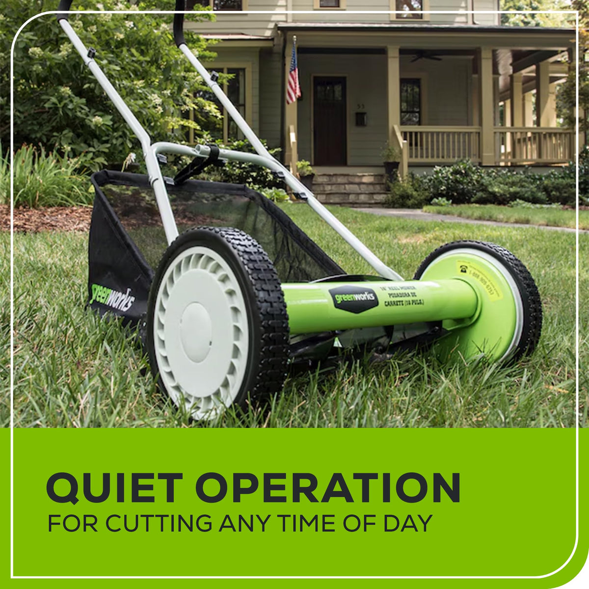 Greenworks 16-Inch Reel Lawn Mower with Grass Catcher 25052,Black/Green, 47" D x 22" W x 29.75" H 🍁 All In One Marketplace Canada