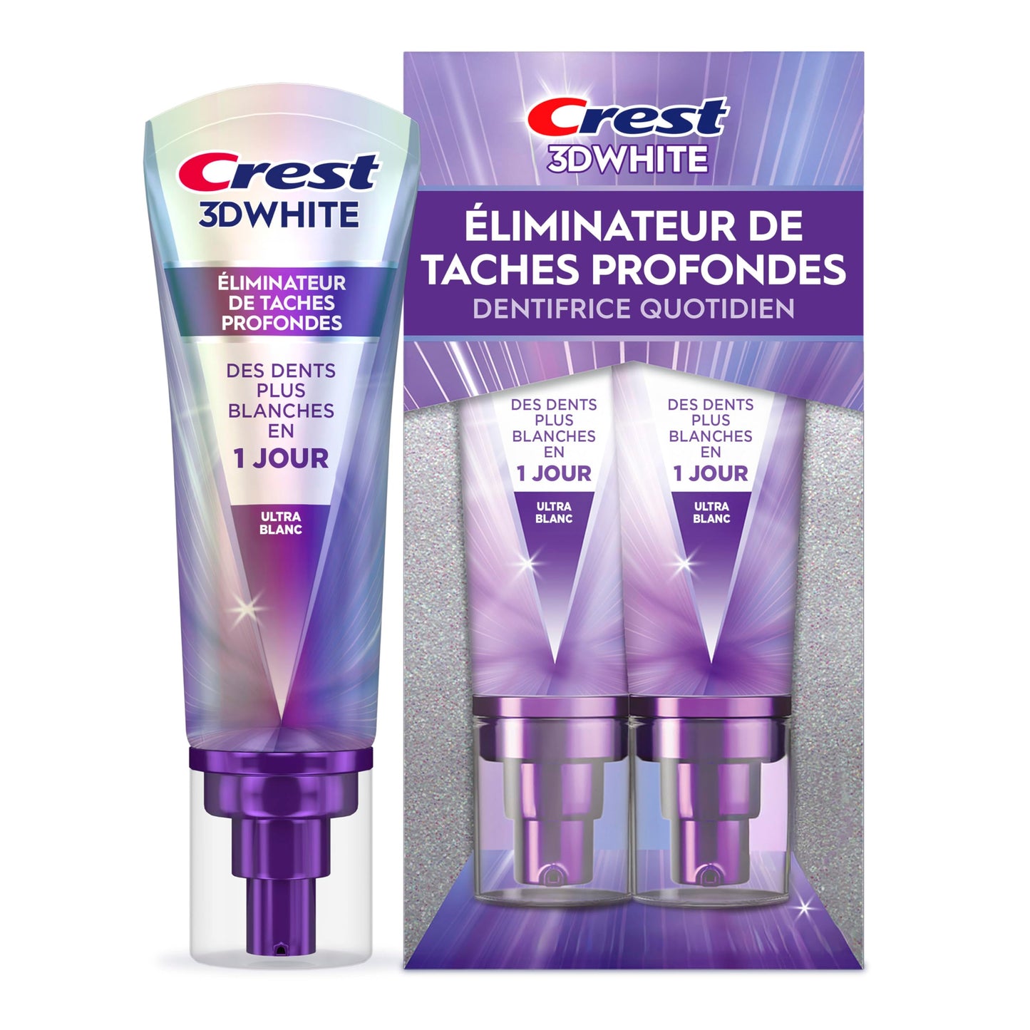 Crest Toothpaste 3DWhite Deep Stain Remover Ultra White - Daily Use - 67mL - Pack of 2 🍁 All In One Marketplace Canada