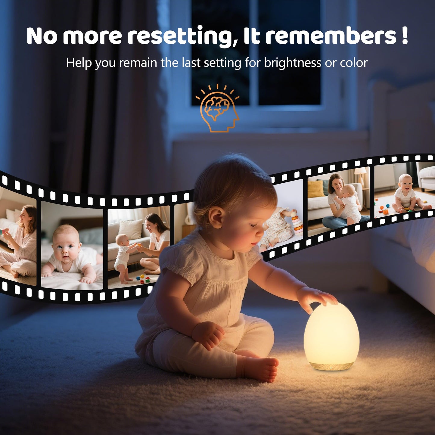 Night Lights for Kids, MediAcous Baby Night Light with 7 Colors Changing & Dimming Function, Rechargeable Kids Night Light with 1 Hour Timer & Touch Control, Up to 100H, Wood Grain 🍁 All In One Marketplace Canada