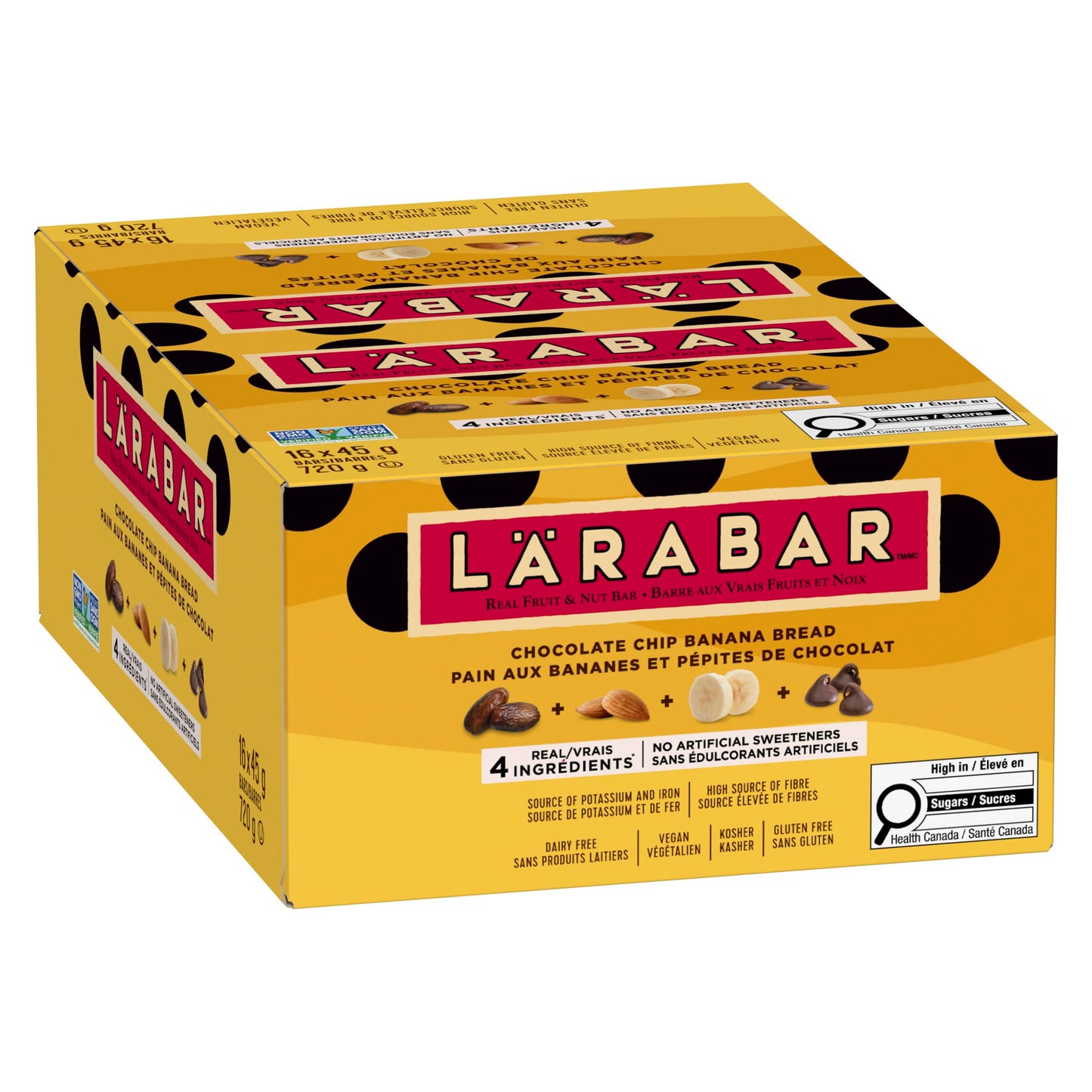 LÄRABAR Chocolate Chip Banana Bread, Fruit and Nut Energy Bar, Pack of 16 Bars, Gluten Free, Vegan, Family Pack, Snack Bars, 720 Grams Package 🍁 All In One Marketplace Canada