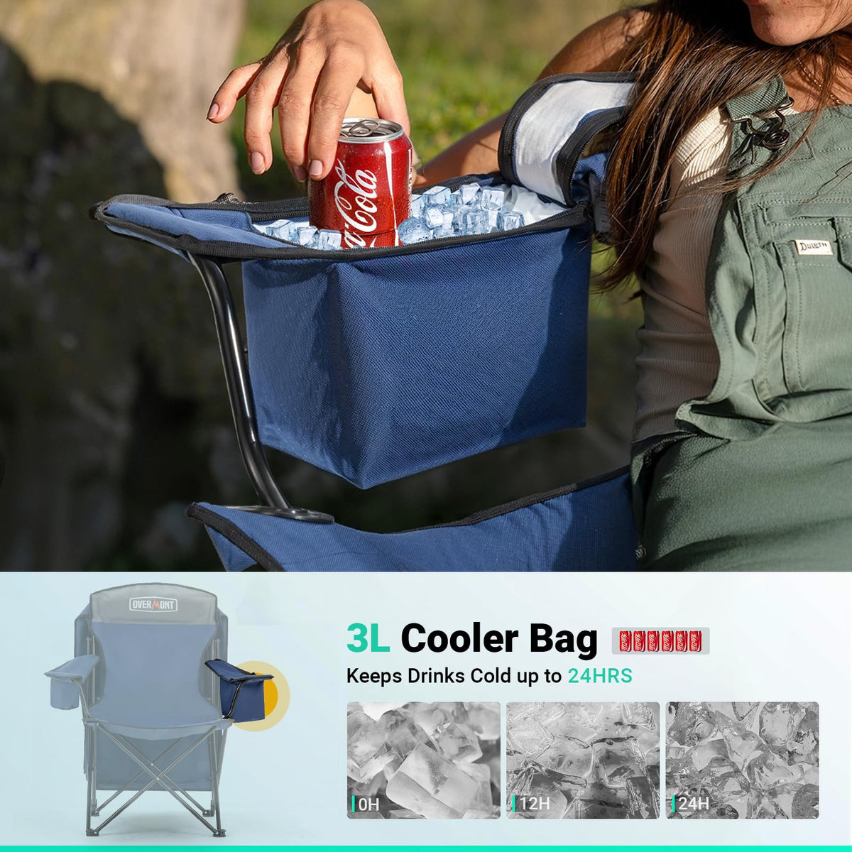 Overmont Beach Chair with Cooler and Umbrella - Sunshade Backpack Folding Canopy Chair with Two Arm Rest Cup Holder Carry Bag - Portable for Sand Camping Travel Outdoor Pool 330 lbs Blue 🍁 All In One Marketplace Canada