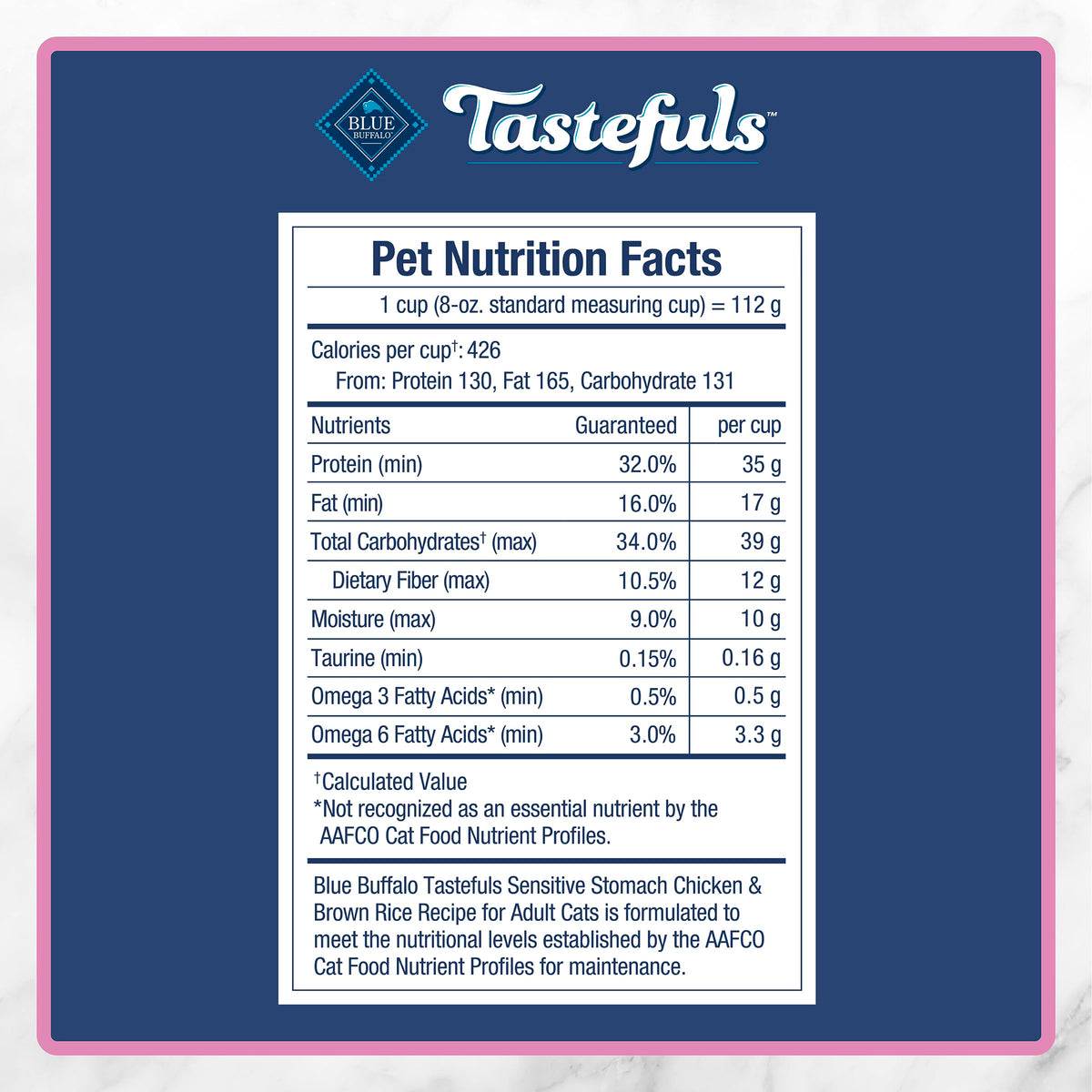 Blue Buffalo Tastefuls Chicken & Brown Rice Recipe Sensitive Stomach Adult Dry Cat Food, Real Chicken First, Deliciously Healthy Natural Cat Food, Natural Ingredients, Supports Digestion, 3.1kg Bag 🍁 All In One Marketplace Canada