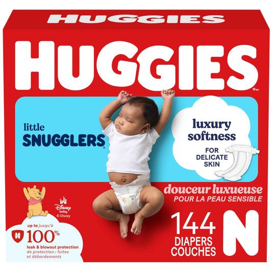 Huggies Newborn Diapers, Little Snugglers Newborn Diapers, Size 0 (up to 10 lbs), 144 Count 🍁 All In One Marketplace Canada