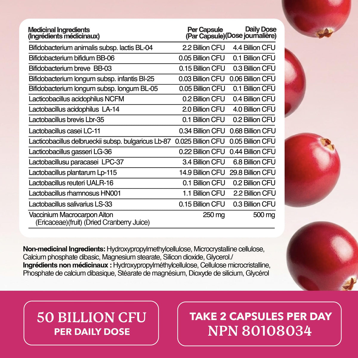 Womens Probiotic with Cranberry | 50 Billion CFU for Gut Health, Bloating Relief & Digestive Support | With Cranberry for Vaginal Health | Gut Health Supplements for Women | Made in Canada | 60 Ct. 🍁 All In One Marketplace Canada