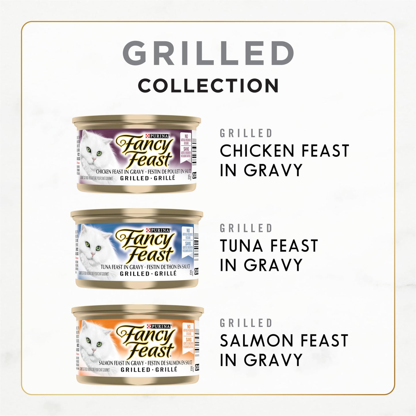 Fancy Feast Grilled Wet Cat Food, in Gravy Variety Pack 3 Flavours - 85 g Can (24 Pack) 🍁 All In One Marketplace Canada