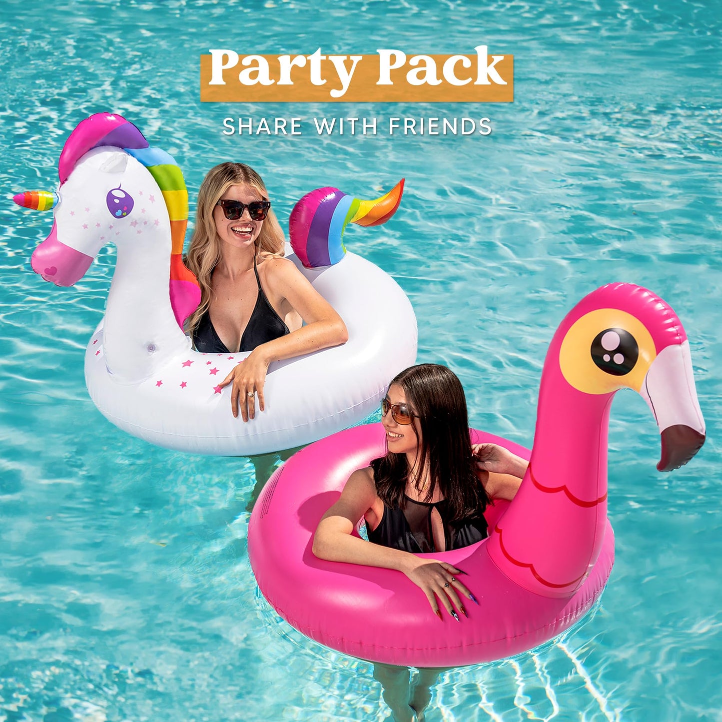 JOYIN 2-Pack Flamingo Unicorn Pool Float - Fun Beach Floaties, Inflatable Swimming Pool Tubes Party Toys, Lake Beach Floaty Swim Rings Summer Pool Raft Lounger for Adults & Kids 🍁 All In One Marketplace Canada
