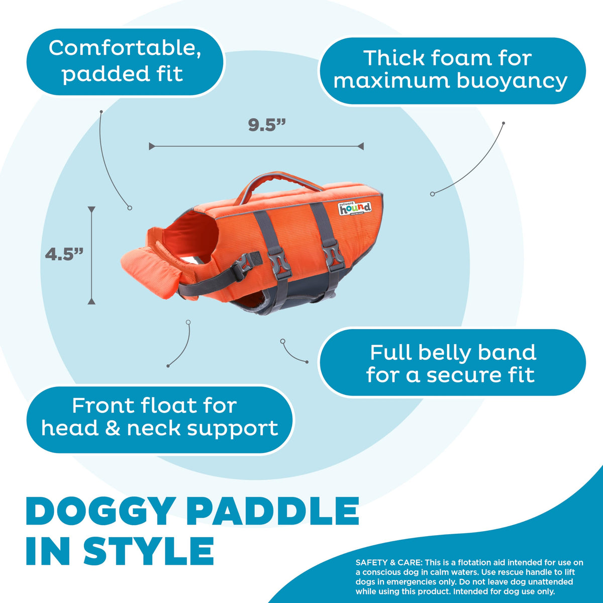 Outward Hound Granby Splash Dog Life Jacket with Handle, Reflective Floating Vest for Swimming & Boating, Maximum Buoyancy, All Skill Levels, Extra-Small Dogs & Puppies (11–15" Girth), Orange, X-Small 🍁 All In One Marketplace Canada