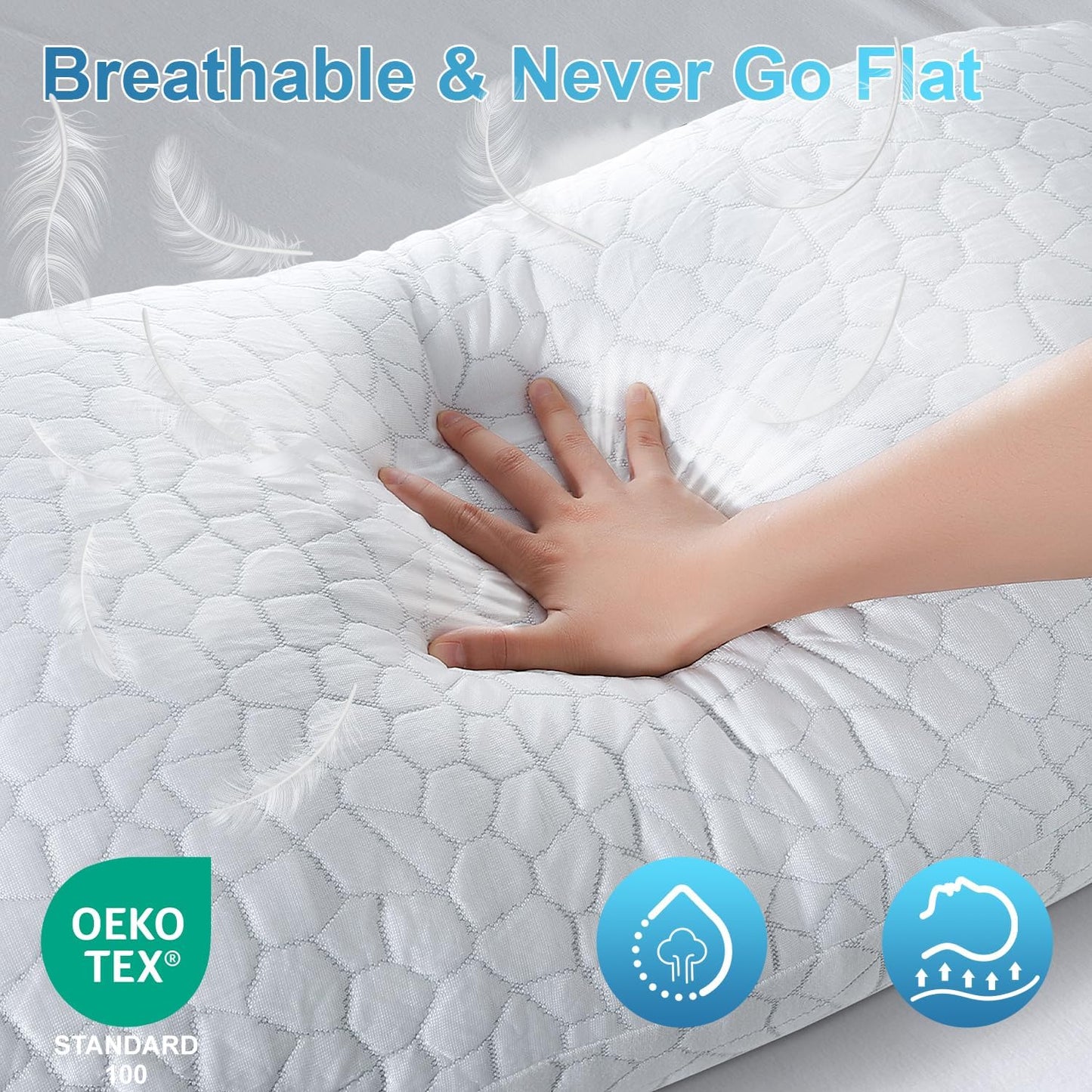 Cooling Memory Foam Pillows Queen Size Set of 2, Adjustable Shredded Foam Bed Pillows for Sleeping, Soft Support Pillows for Side & Back Sleepers with Breathable Dual-Sided Soft & Cooling Fabric 🍁 All In One Marketplace Canada