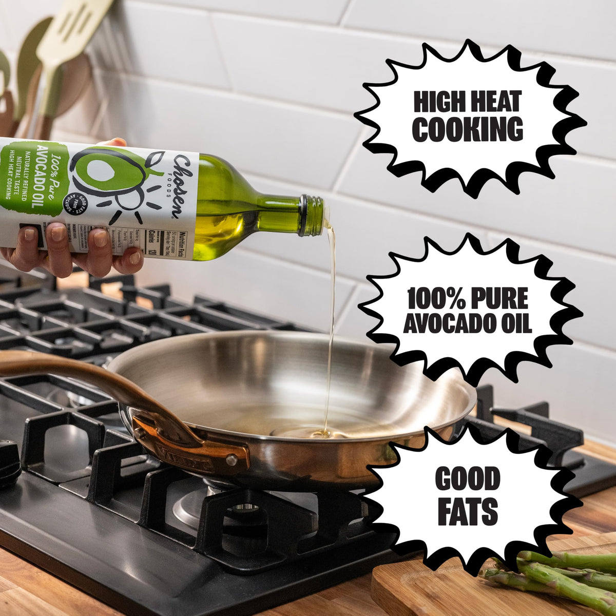 Chosen Foods 100% Pure Avocado Oil 25.3 oz, Non-GMO, for High-Heat Cooking, Frying, Baking, Homemade Sauces, Dressings and Marinades, 750.0 ml (Pack of 1) 🍁 All In One Marketplace Canada