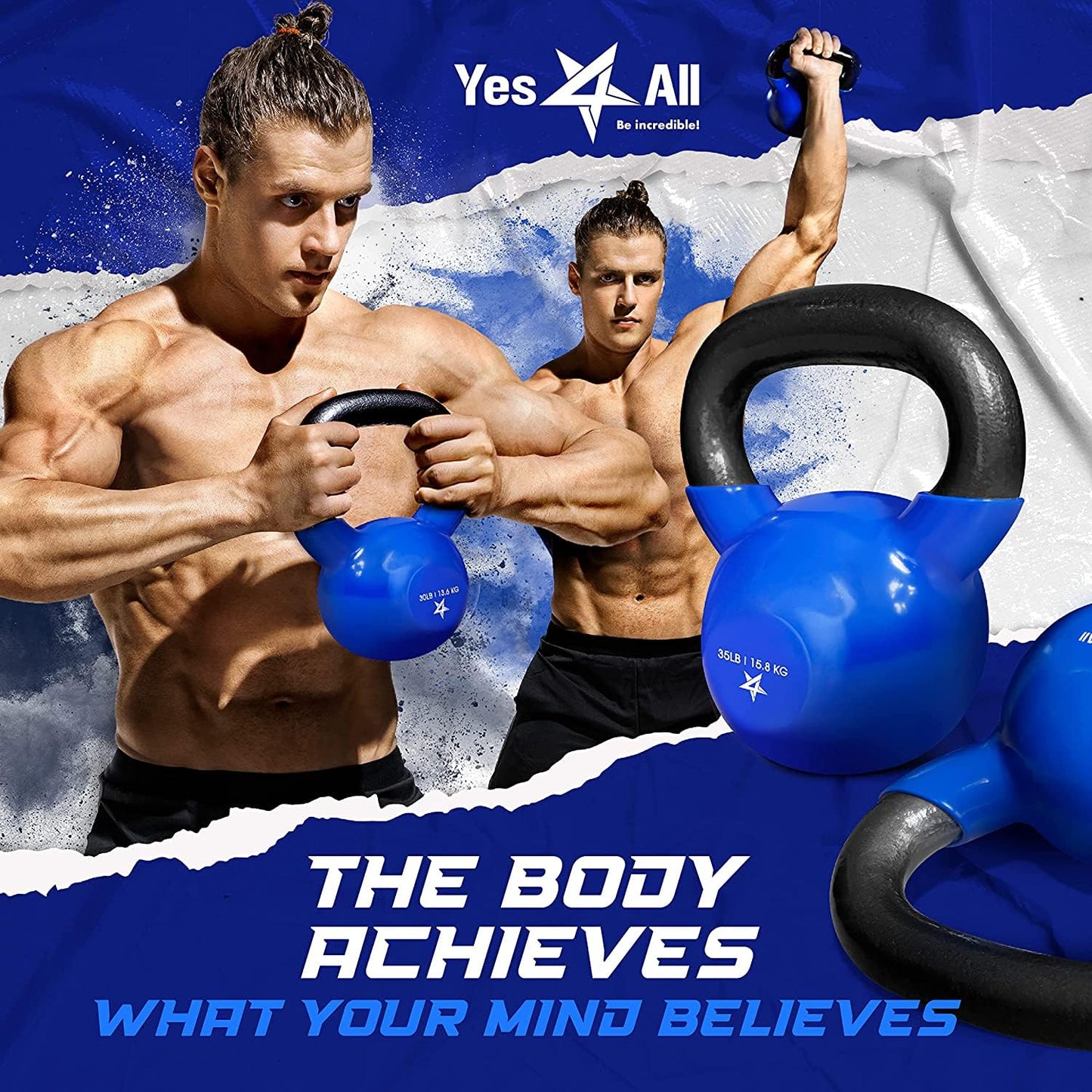 Yes4All Vinyl Coated Kettlebell Weights – Great for Full Body Workout and Strength Training – Vinyl Kettlebell 25 lbs 🍁 All In One Marketplace Canada