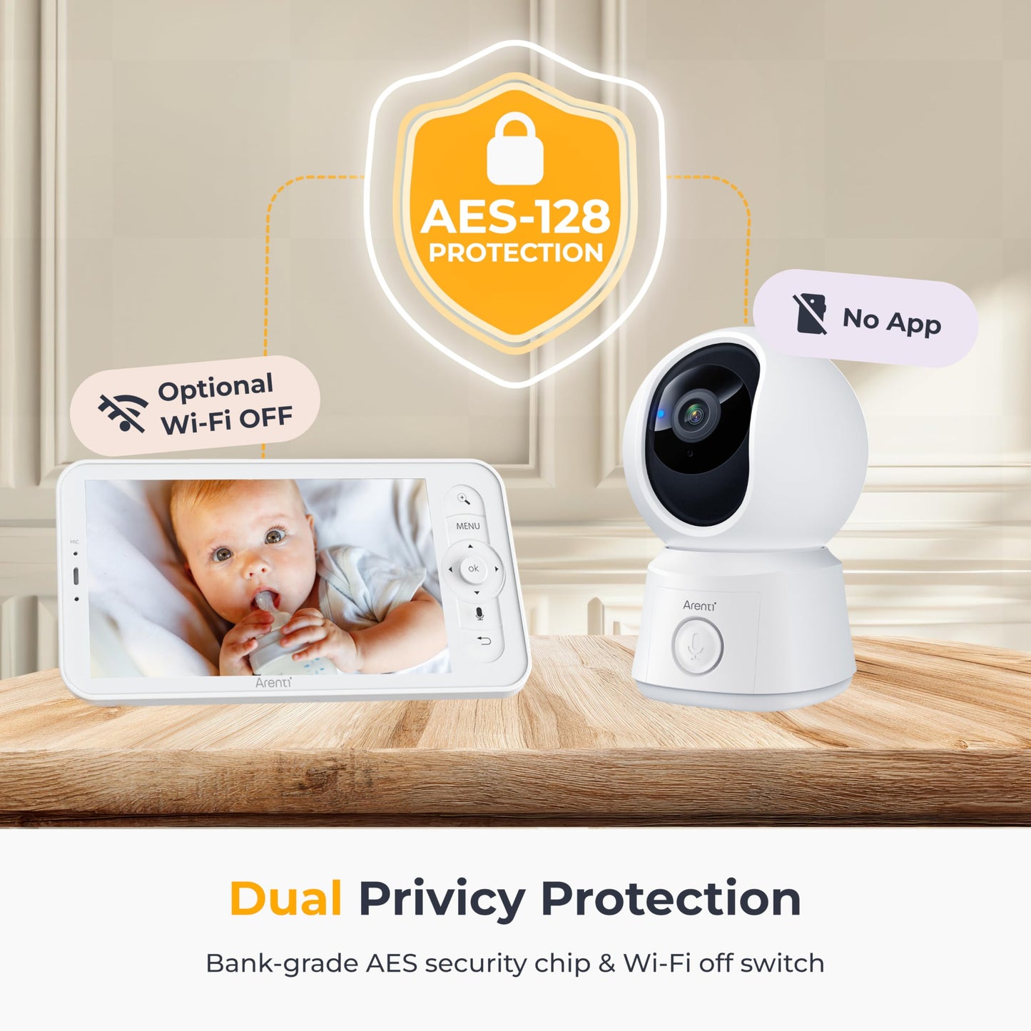 Arenti Baby Monitor 2 Cameras, Smart WiFi 6 Baby Cameras with 5-Inch Upgraded Wireless Display, 360° View, Auto-Night Vision, Temperature Sensor, Sound & Motion Detection, 2 Way Audio, VOX Mode (B2) 🍁 All In One Marketplace Canada