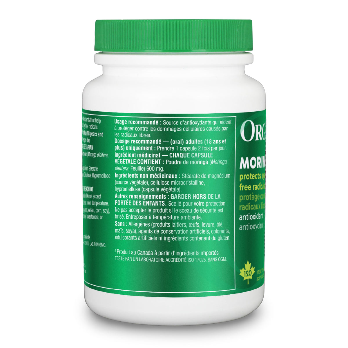 Organika Canadian-Made Moringa Leaf Extract- 1200mg Daily Dose, High Potency, Powerful Antioxidant, Anti-Inflammatory, Blood-Sugar Support, Detox, Source of Vitamins and Minerals- 120vcaps 🍁 All In One Marketplace Canada