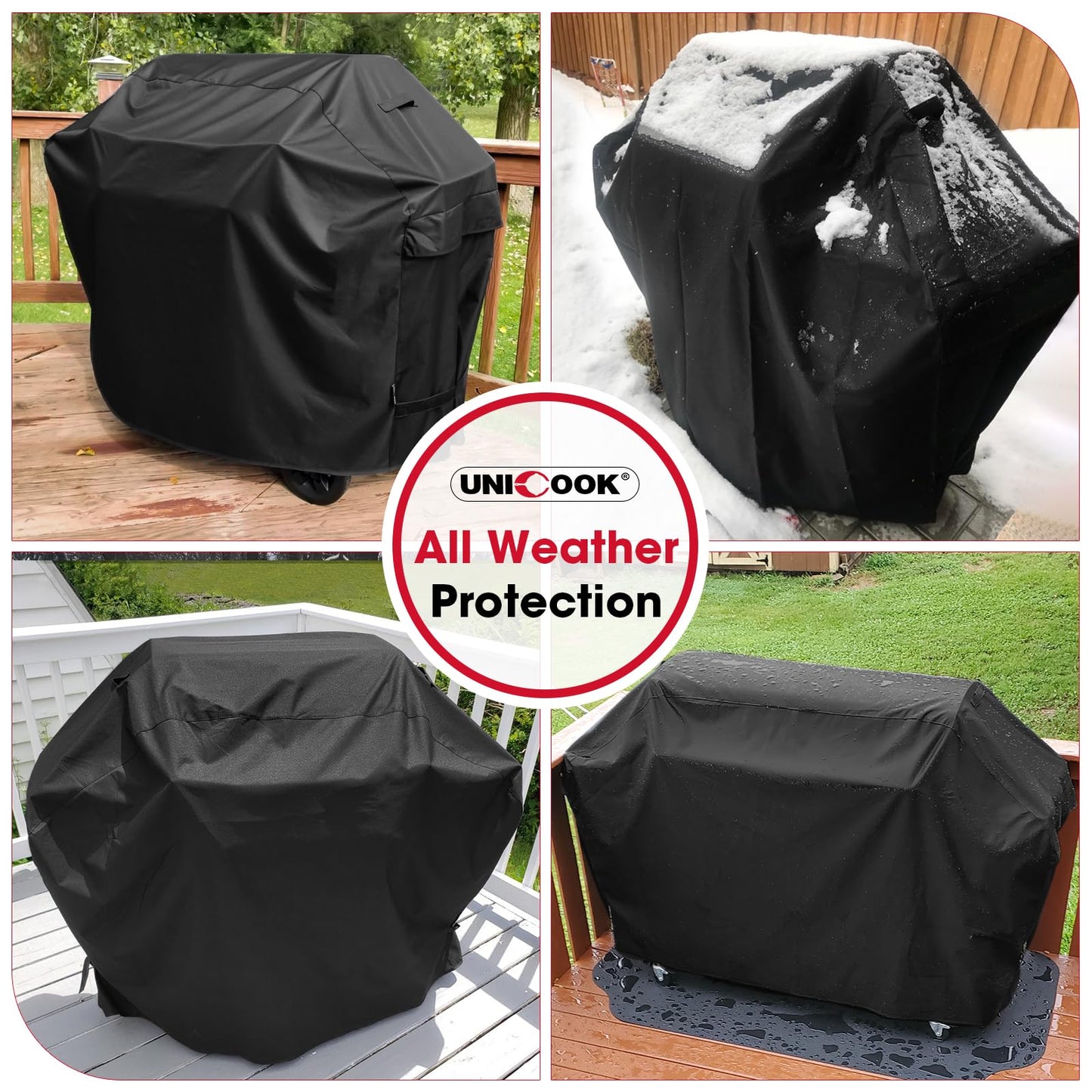 UNICOOK BBQ Cover 60 Inch, Heavy Duty Waterproof Housse BBQ, Special Fade and UV Resistant Outdoor Barbecue Grill Cover, Barbecue Accessories Compatible for Weber Char-Broil Nexgrill and More 🍁 All In One Marketplace Canada