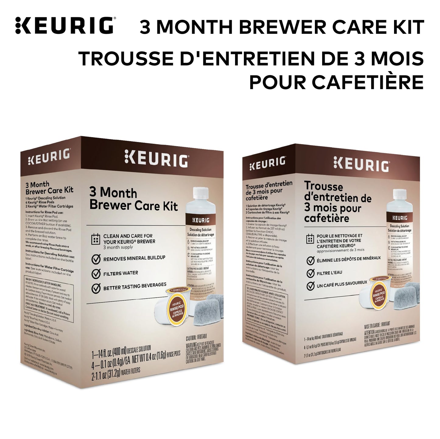 Keurig 3-Month Brewer Maintenance Kit, Includes Descaling Solution, Water Filter Cartridges & Rinse Pods, 7 Count 🍁 All In One Marketplace Canada