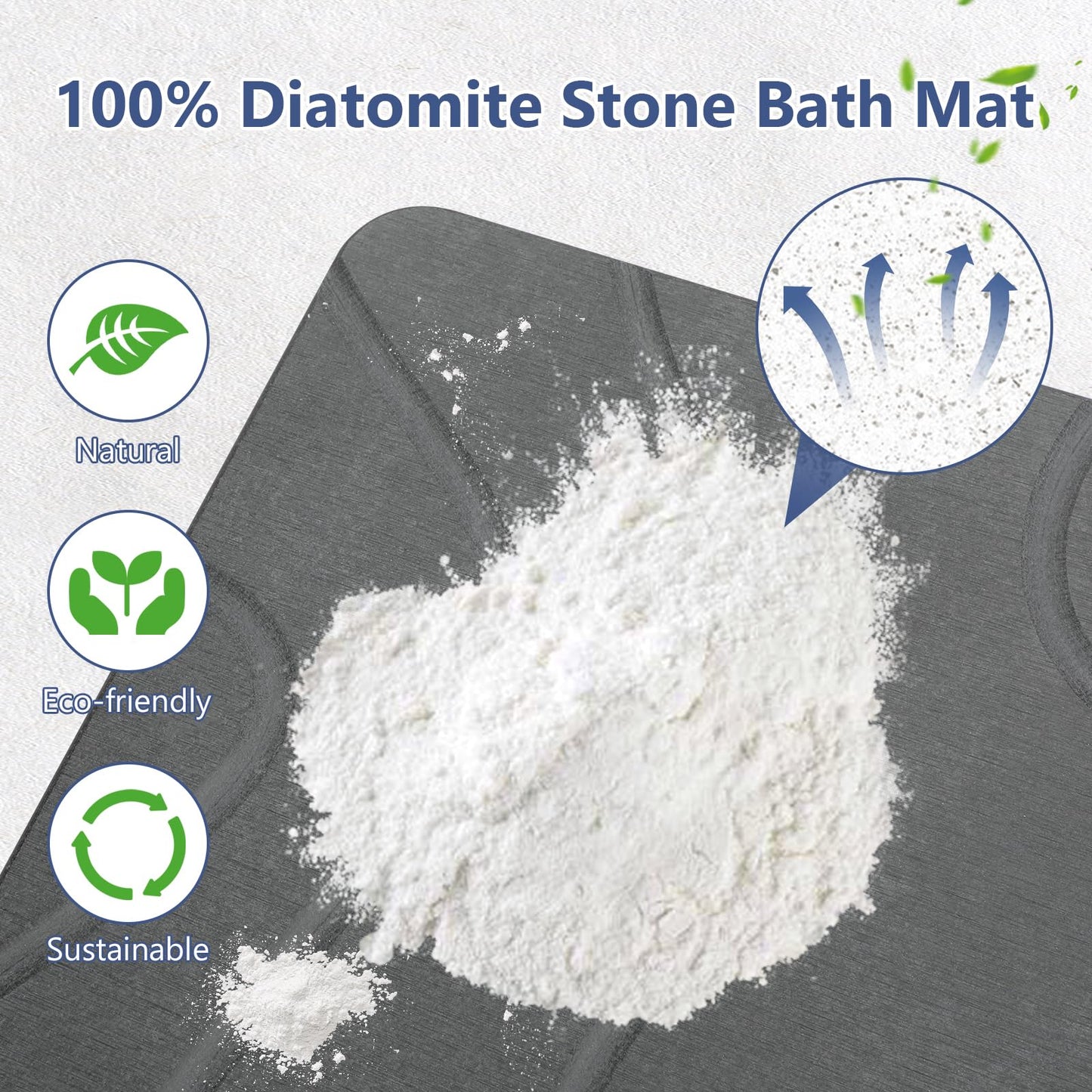Ceecysaa Stone Bath Mat, Non-Slip Diatomaceous Earth Shower Mat, Quick Drying Bath Mat Stone, Super Absorbent Diatomite Bath Mats for Bathroom Kitchen, Easy to Clean, 60 x 39cm, Dark Gray 🍁 All In One Marketplace Canada
