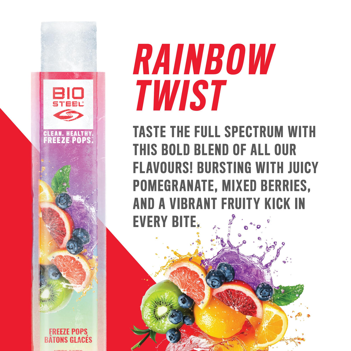 BioSteel Electrolyte Freeze Pops, 27 Count – Zero Sugar Sports Hydration, 5 Essential Electrolytes, No Artificial Colours or Sweeteners, Caffeine-Free | Blue Raspberry, Rainbow Twist & White Freeze 🍁 All In One Marketplace Canada