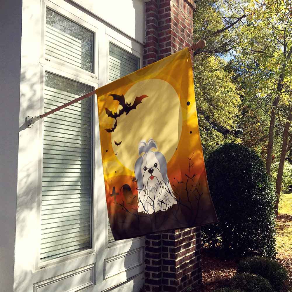 Caroline's Treasures BB4351CHF Halloween Shih Tzu Silver White Flag Canvas House Size, Large, Multicolor