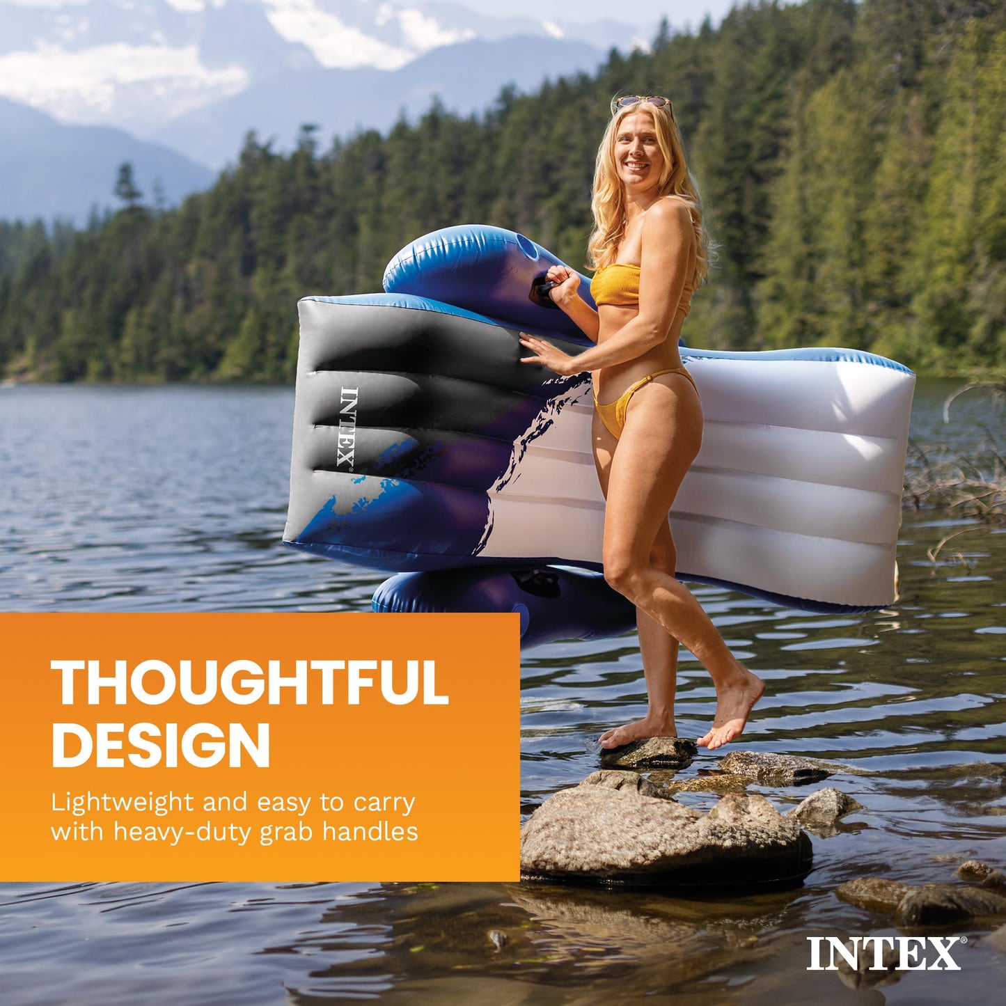Intex Floating Recliner Inflatable Lounge, 71" X 53", Blue, 58868EP 🍁 All In One Marketplace Canada