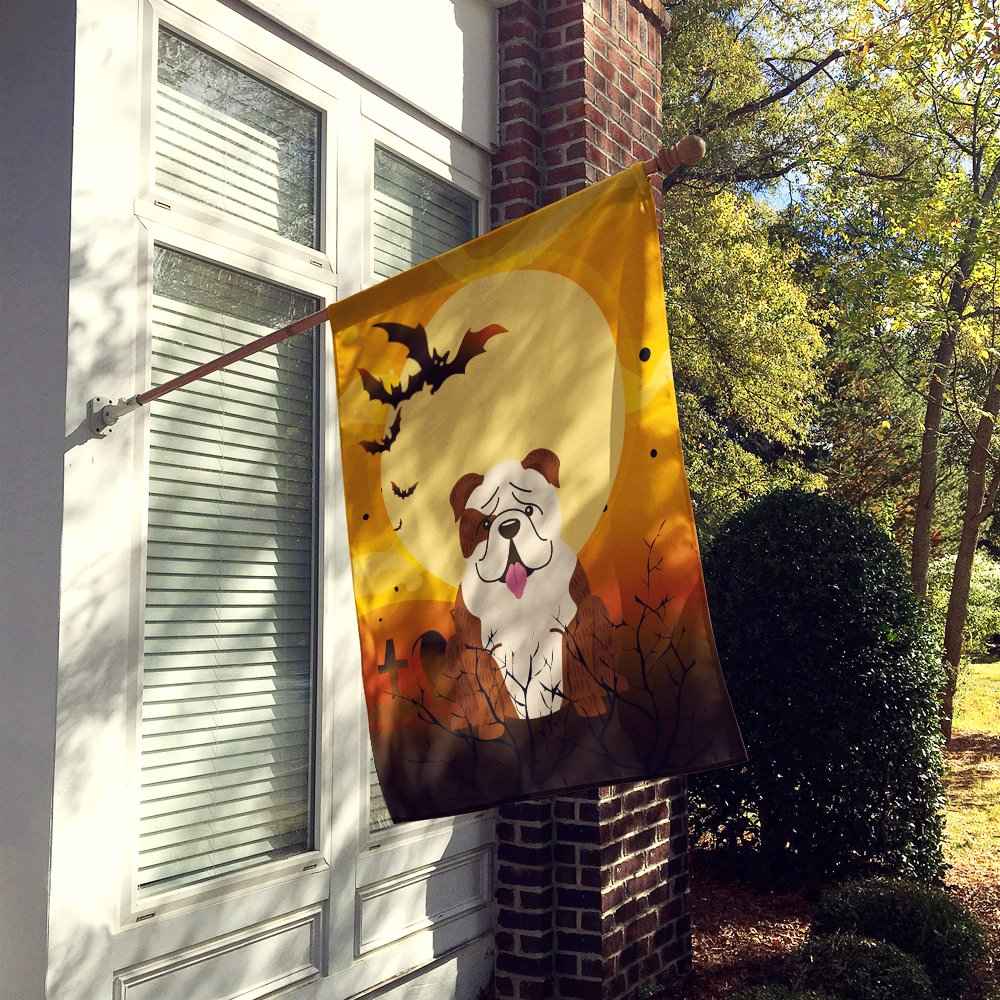 Caroline's Treasures BB4387CHF Halloween English Bulldog Brindle White Flag Canvas House Size, Large, Multicolor