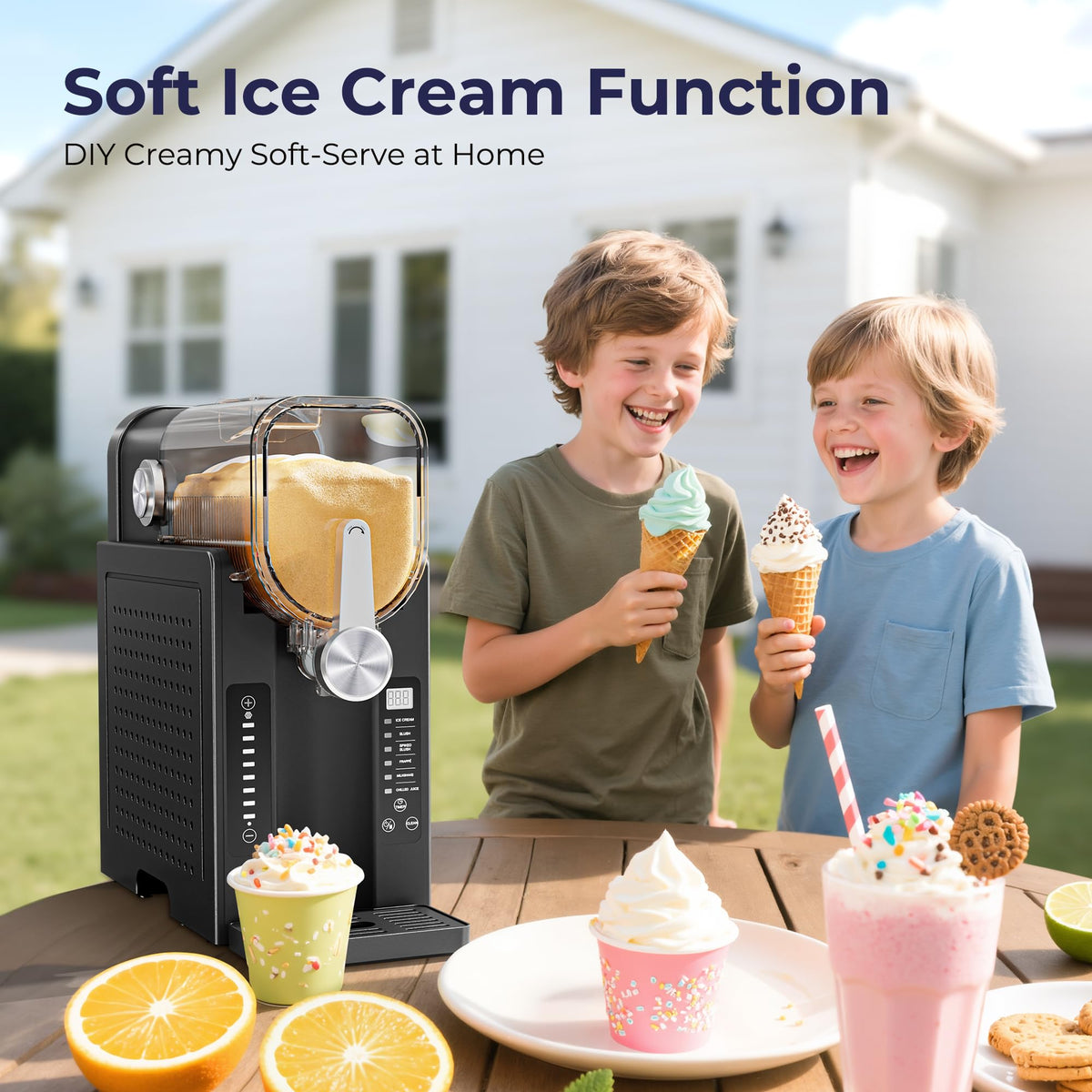Slushie Machine, No Ice Needed Slushy Maker for Home, Real-Time Temp Display, Frozen Drink Maker with 6 Preset Programs for Ice Cream, Frappés, Milk Shake and More, Black, 1 Pack+3Modes 🍁 All In One Marketplace Canada
