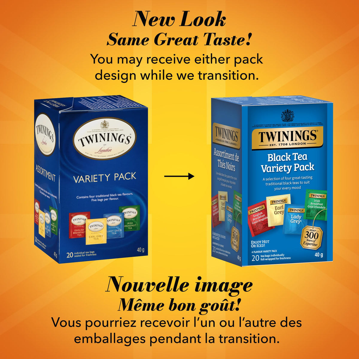 Twinings Variety Pack Individually Wrapped Teabags, Caffeinated Earl Grey, Lady Grey, Irish & English Breakfast Teas, 20 Count (Pack of 6), Enjoy Hot or Iced 🍁 All In One Marketplace Canada