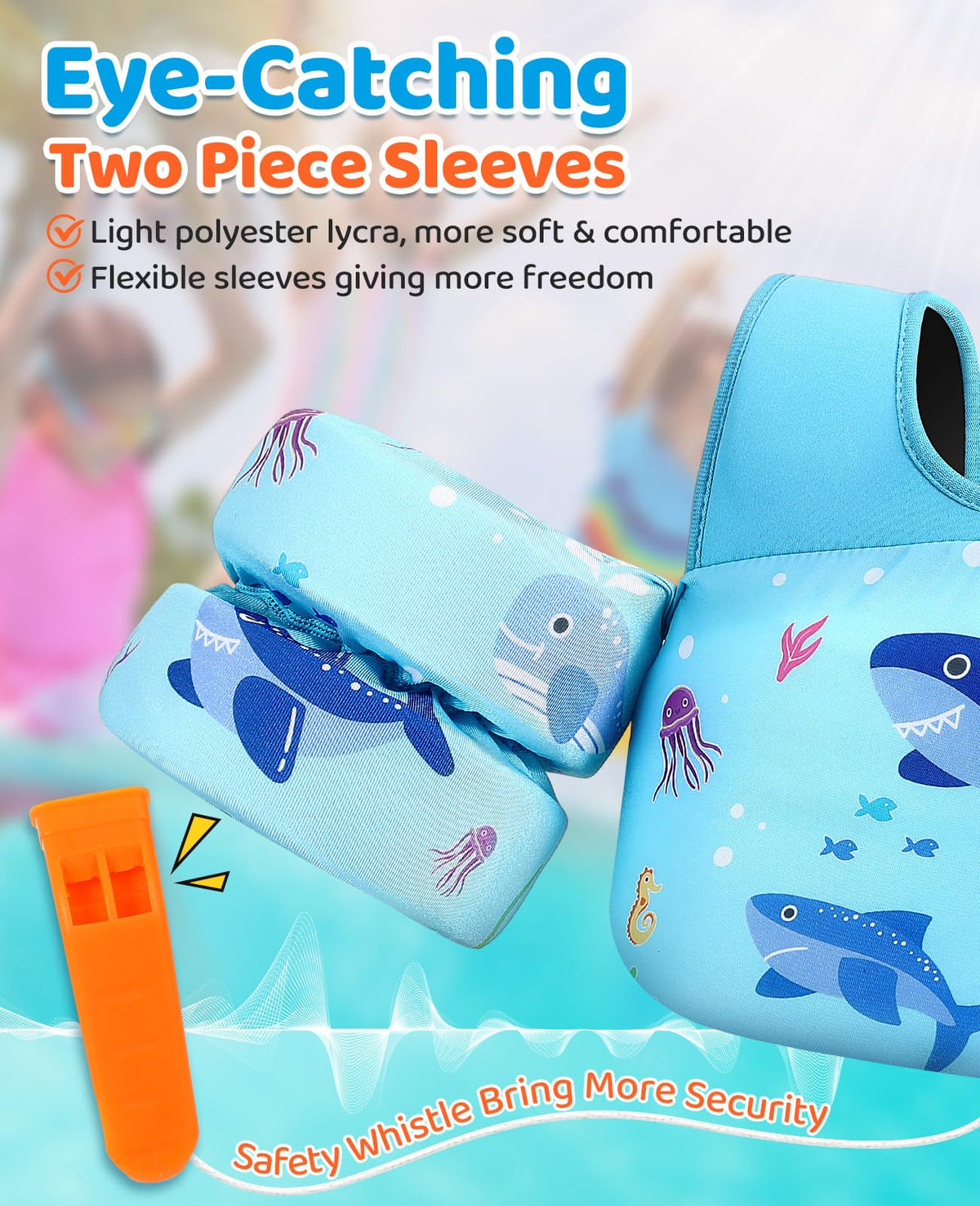 HeySplash Swim Vest for Kids, Toddler Pool Floaties Fit 33-66 Lbs, Puddle Jumper with Double Adjustable Strap, Swim Jacket Water Wing Arm Float, Sea Boat Flotation Device Boy Girl,Blue Shark 🍁 All In One Marketplace Canada