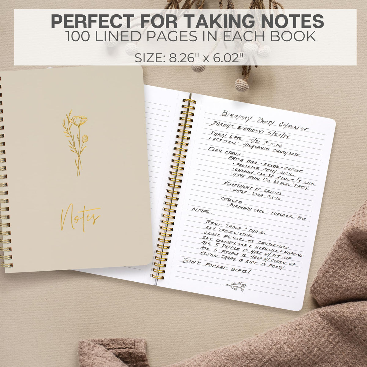 ZICOTO Aesthetic Spiral Notebook Set of 3 For Women - Cute College Ruled 8x6 Journal/Notebook with Large Pockets And Lined Pages - Perfect Supplies to Stay Organized at Work or School 🍁 All In One Marketplace Canada