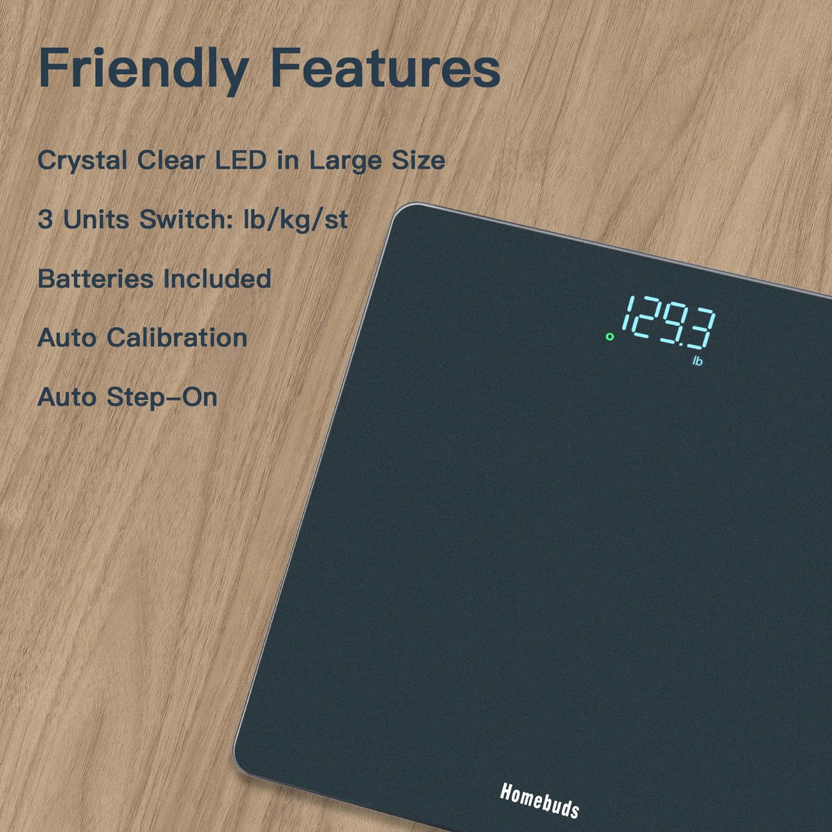Homebuds Digital Weight Scale, High Precision in 0.1lb by Our Professional Scale Factory Since 2001, Scale Body Weight LED Display and Step-On, 3*AAA Batteries Included, 400lb/182kg, Blue 🍁 All In One Marketplace Canada