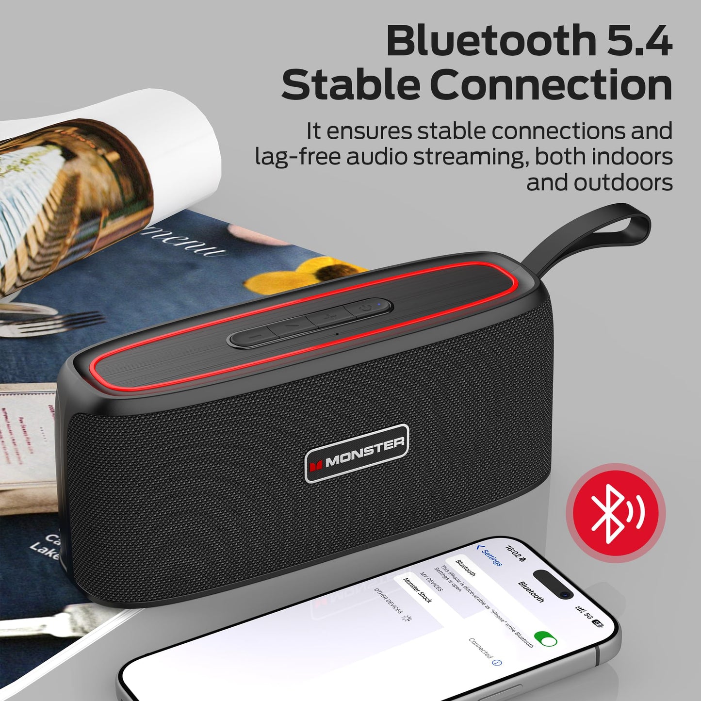 Monster Portable Bluetooth Speaker, 30W Loud Sound Wireless Speaker, IPX6 Waterproof Speaker, 17 Hours Playback, Bluetooth 5.4 TWS Pairing Portable Speakers for Home, Outdoors 🍁 All In One Marketplace Canada