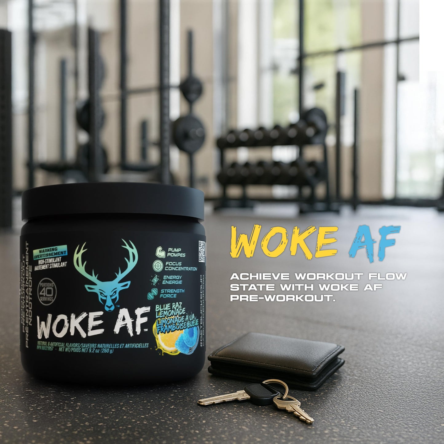 Bucked Up Woke AF Pre-Workout, Blue Raz Lemonade, 40 Servings 🍁 All In One Marketplace Canada