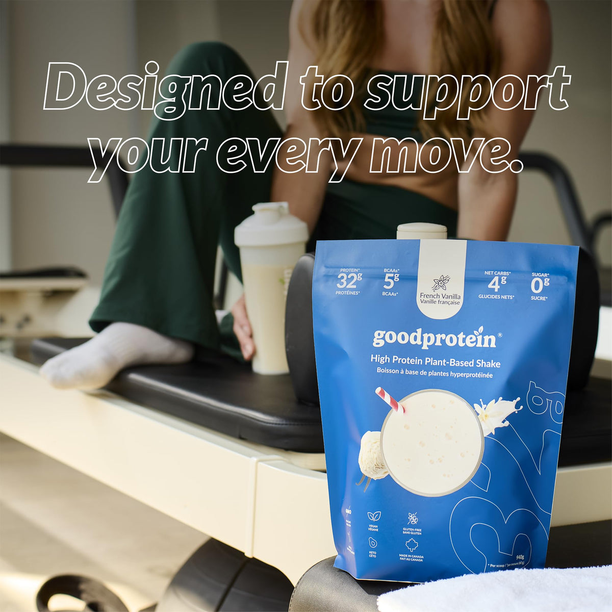 Good Protein – 32g Protein, Vegan High Protein Powder, 100% Natural, Non-GMO, Dairy-free, Gluten & Soy Free and No Added Sugar. Plant-Based Protein Shake (French Vanilla, 940 g) 🍁 All In One Marketplace Canada