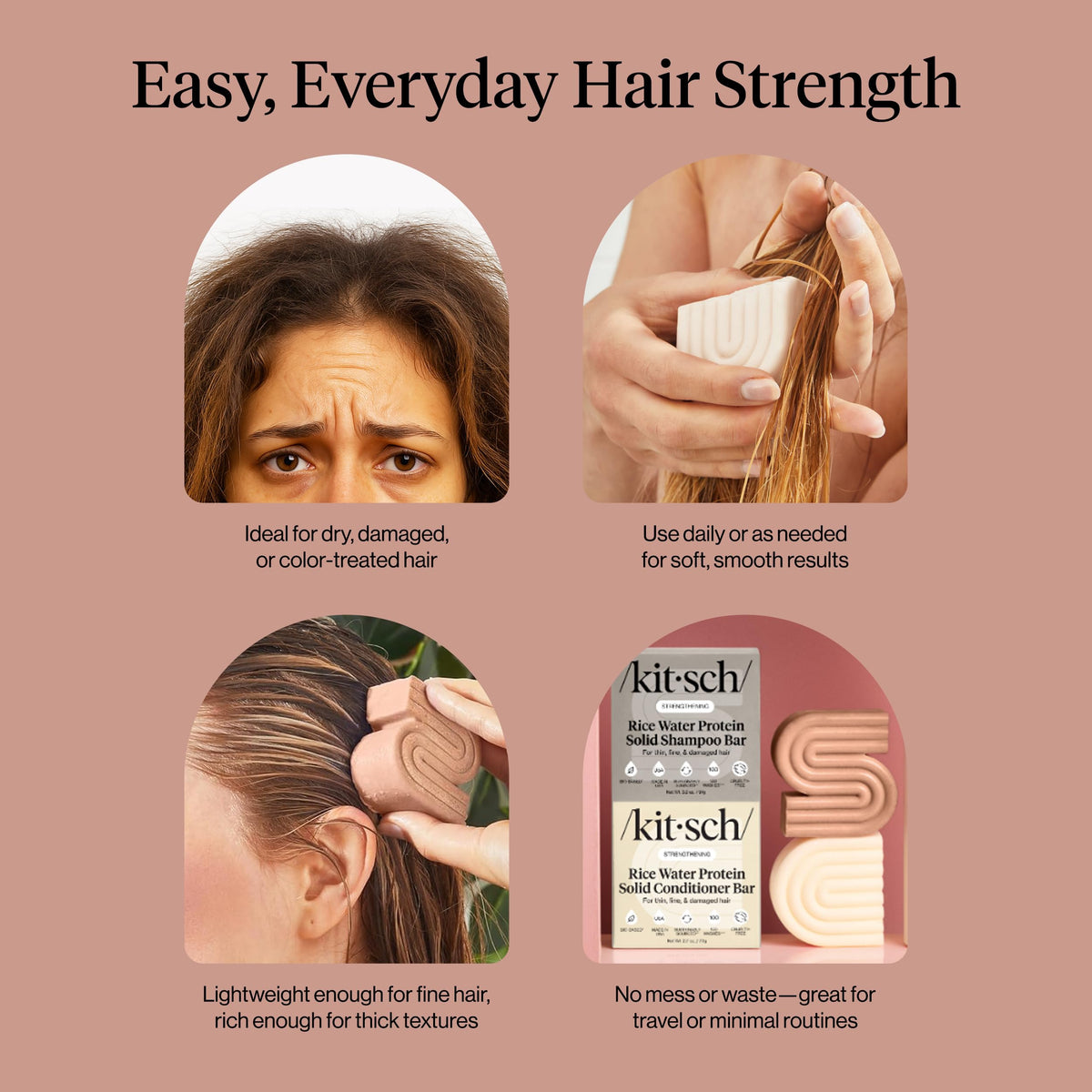 Kitsch Rice Water Protein Solid Shampoo and Conditioner Set for Hair Growth – Strengthening Hair Care Duo w/Rice Protein & Vitamins for Damage Repair – Paraben, Sulfate & Silicone Free – 2 Pack 🍁 All In One Marketplace Canada