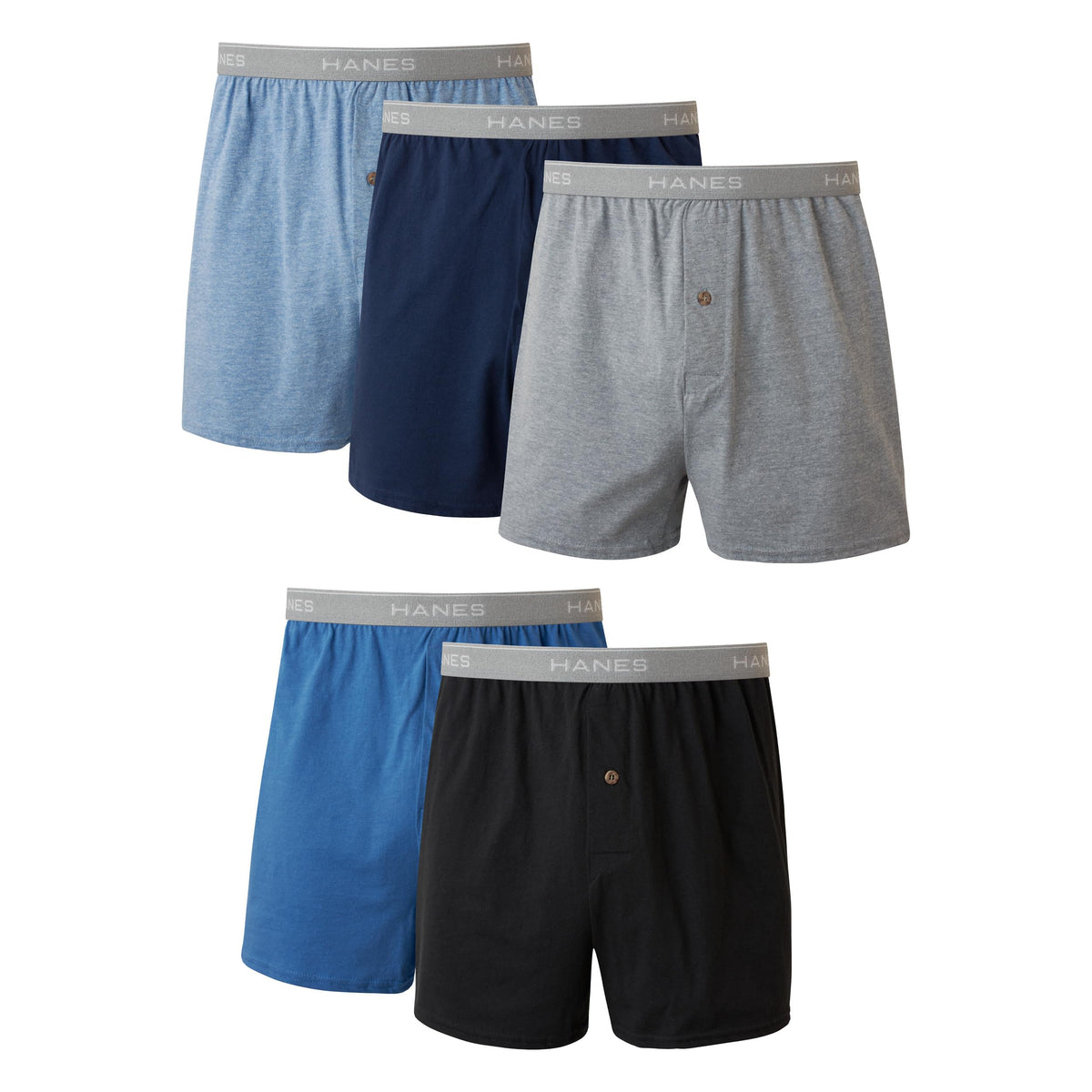Hanes Mens Exposed Waistband Knit - Multiple Packs Available Boxer Shorts, Assorted 5 Pack, X-Large US 🍁 All In One Marketplace Canada