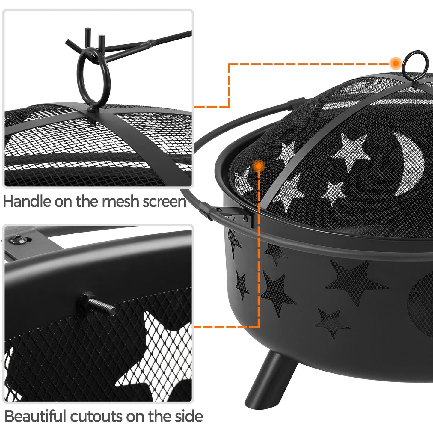 Yaheetech 30in Fire Pits with Poker & Spark Screen Deep Large Fire Bowl 🍁 All In One Marketplace Canada