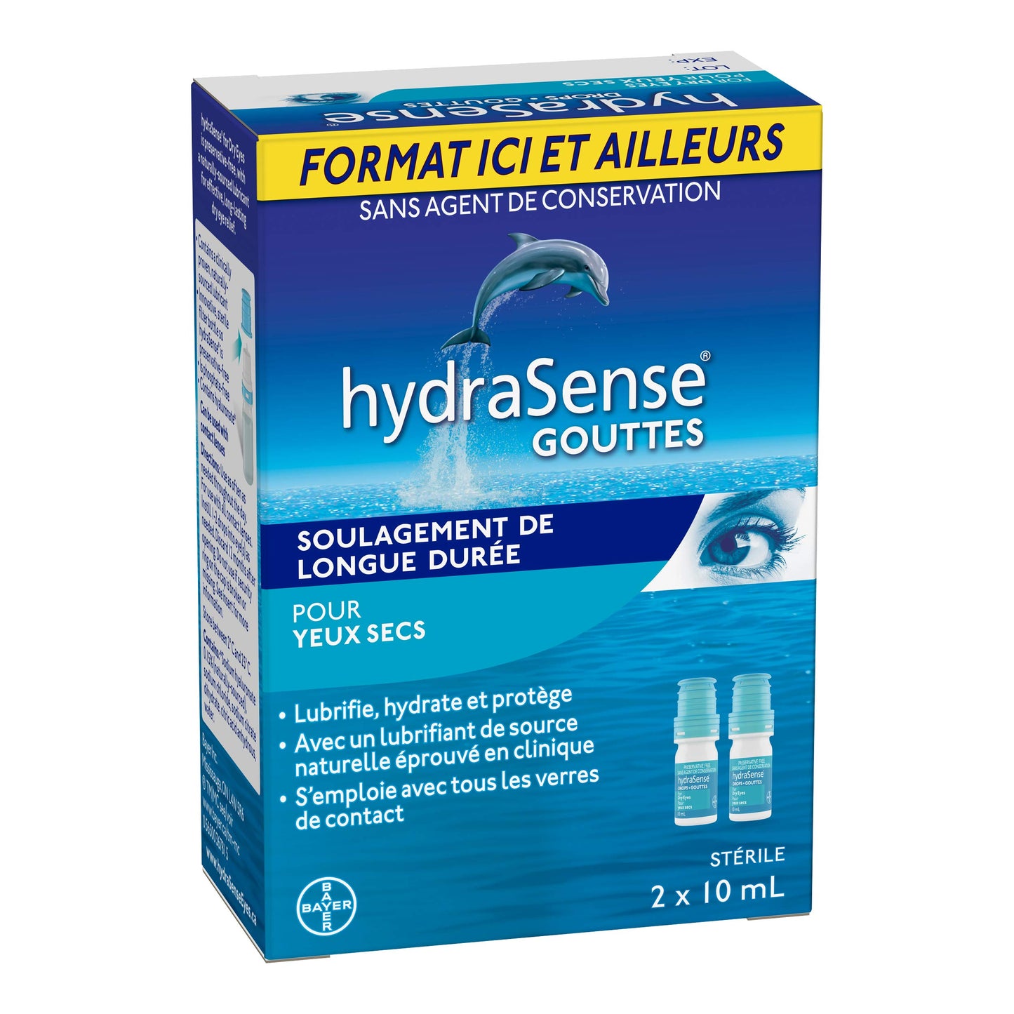 HydraSense Eye Drops, For Dry Eyes, Fast and Long-Lasting Relief, Preservative Free, Naturally Sourced Lubricant, Home and Away Twin Pack (2 x 10 mL), 20 mL 🍁 All In One Marketplace Canada