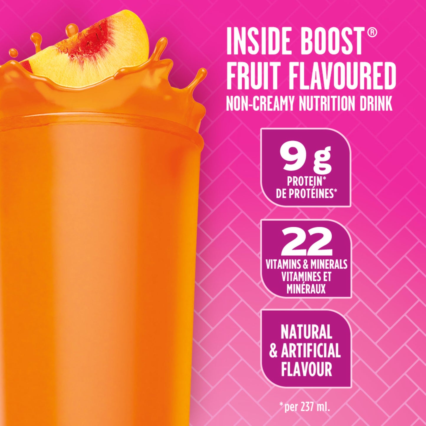 Boost Fruit Flavoured Drink Peach, 237ml, 24 count 🍁 All In One Marketplace Canada