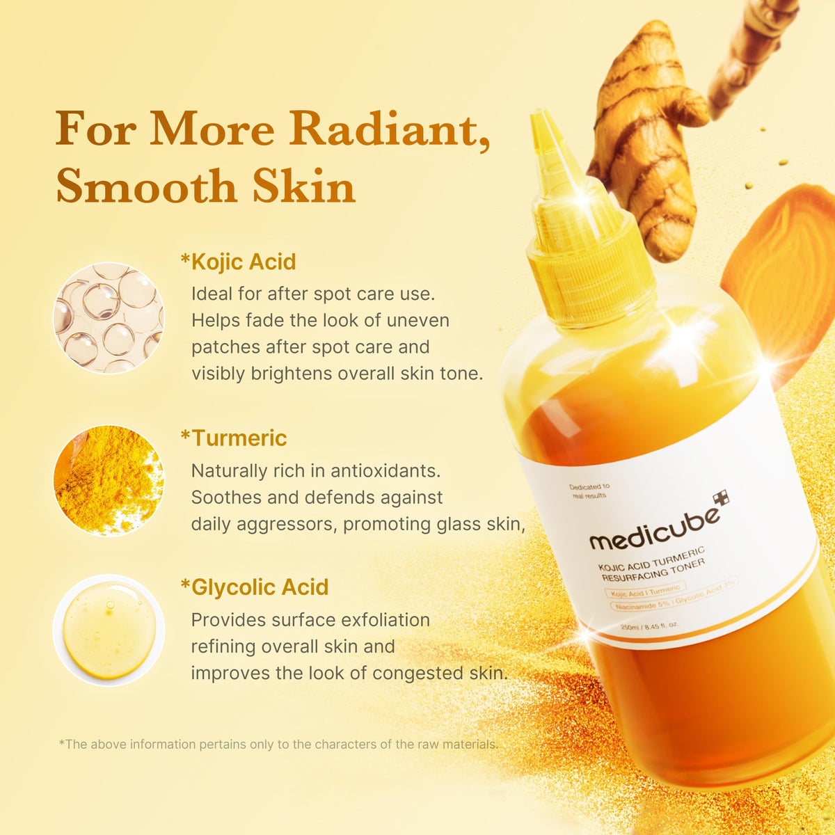 medicube Kojic Acid Turmeric Smoothing Toner for Face & Body | Lightweight Toner for Balancing Uneven Skin Tone & Texture | Niacinamide, Glycolic Acid for Clear Glass Skin | 8.45 fl.oz 🍁 All In One Marketplace Canada
