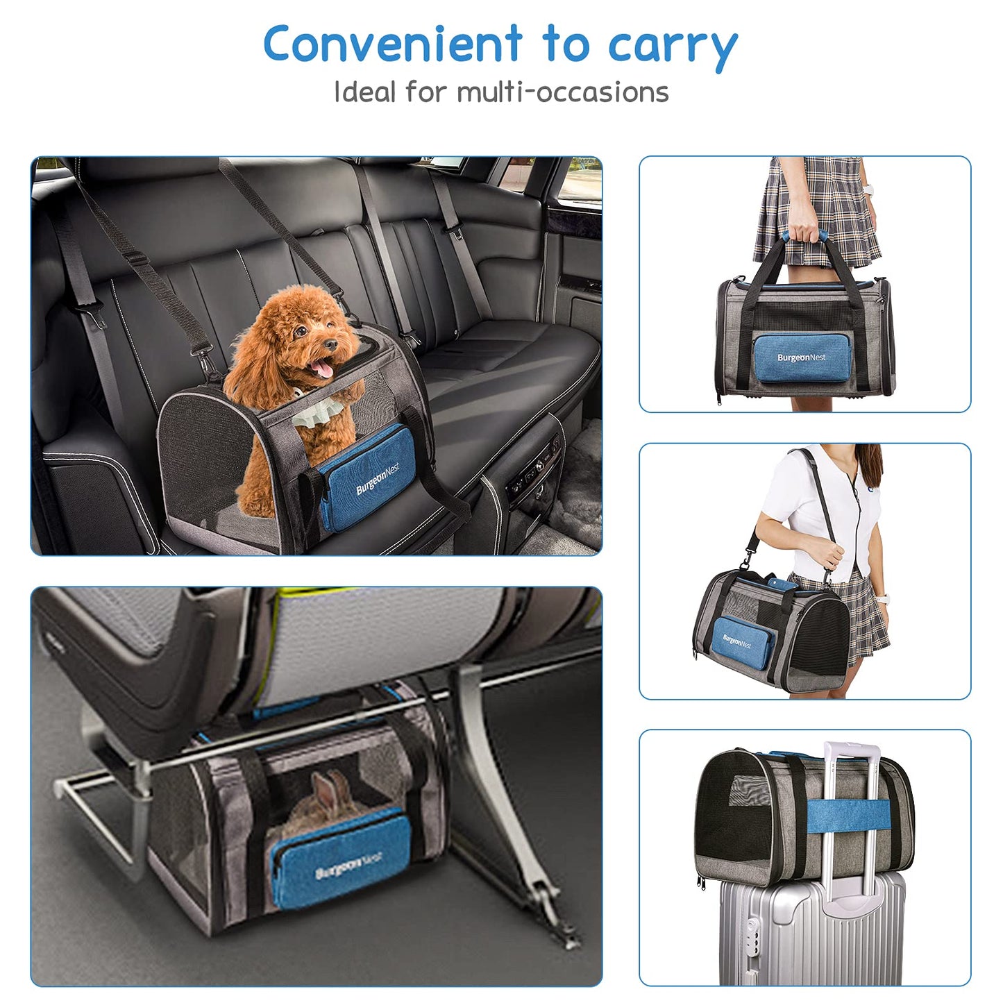 BurgeonNest Cat Carriers for Medium Cats Under 25 lbs, Pet Carrier for Cats with Unique Side Bag,Top Load Small Pet Carrier Soft-Sided Escape Proof with 4 Ventilated Windows 🍁 All In One Marketplace Canada