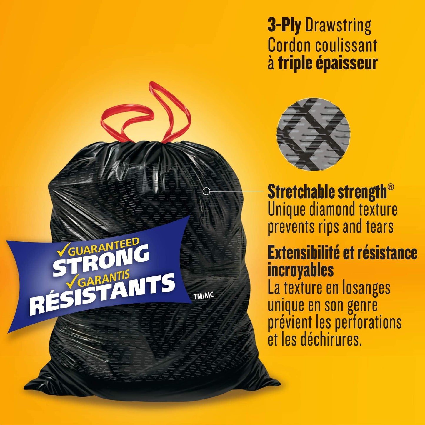 Glad Black Garbage Bags - Large 90 Litres - ForceFlex Drawstring, 60 Trash Bags, Made in Canada of Global Components 🍁 All In One Marketplace Canada