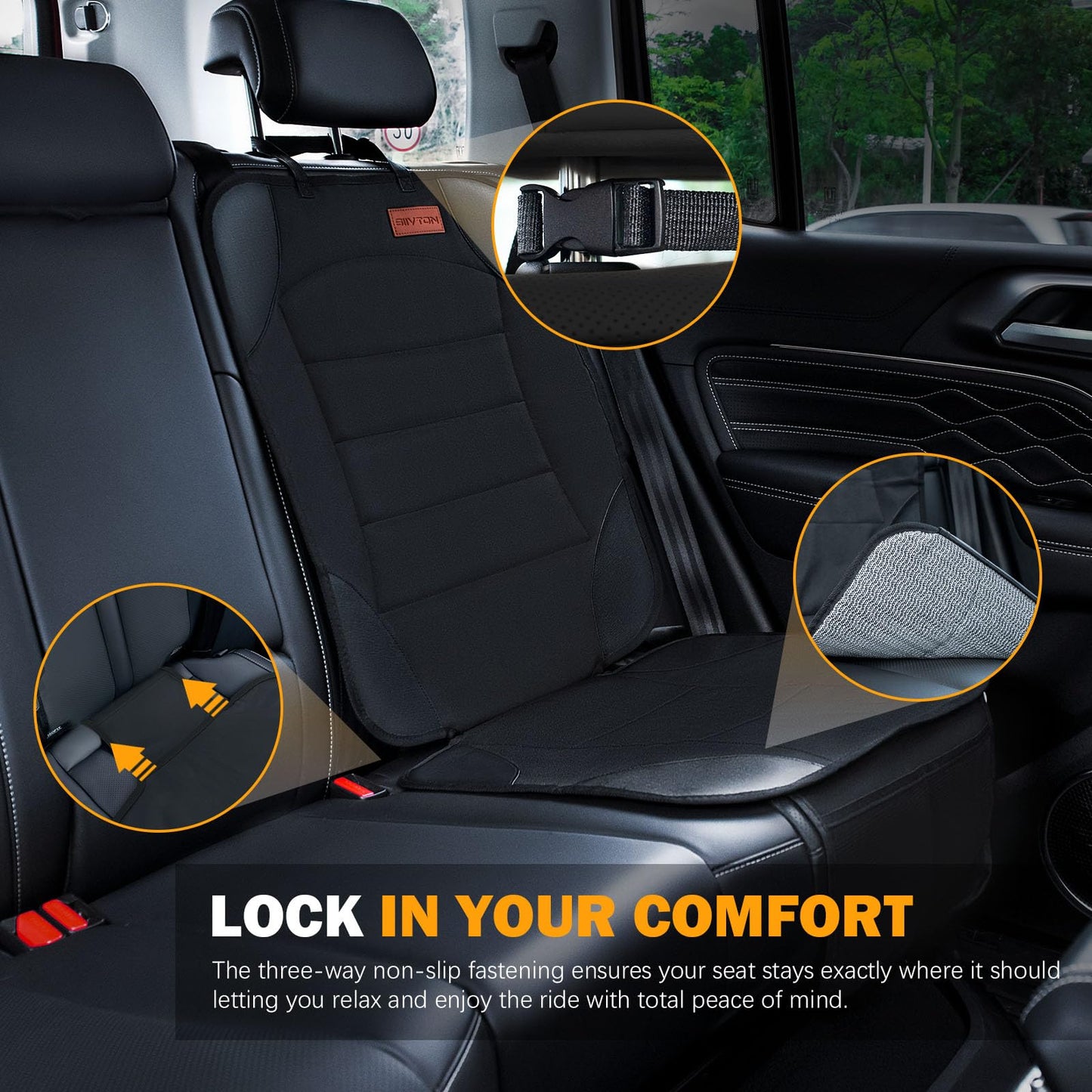 Car Seat Protector for Child Car Seat, Siivton Carseat Seat Protectors for Leather and Fabric Seats, with Mesh Pockets, Non-Slip Backing, Carseat Protectors for Vehicles (One Pack, Black) 🍁 All In One Marketplace Canada