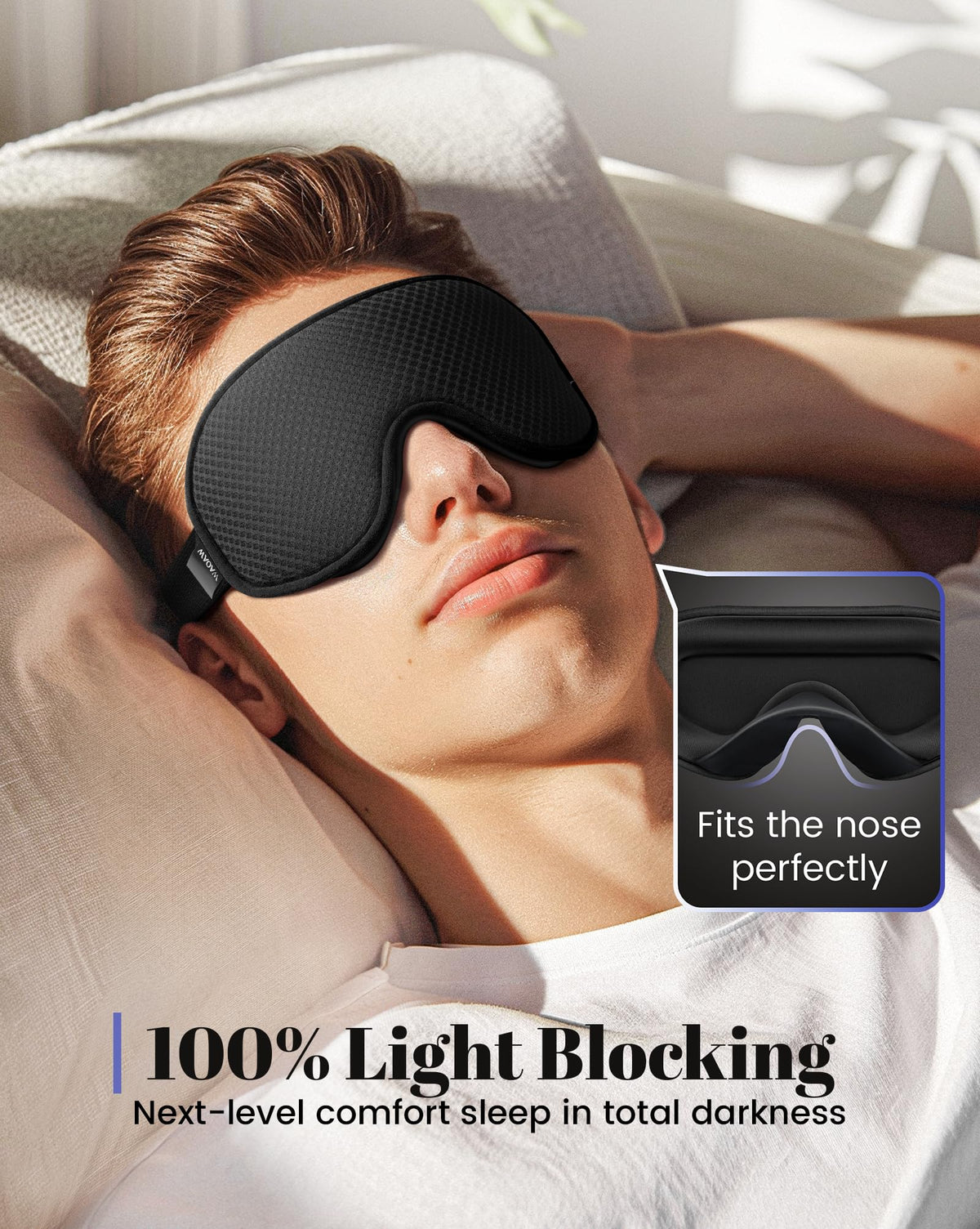WAOAW Sleep Mask Travel Essentials - 3D Blackout Eye Mask for Sleeping - Soft Breathable Adjustable Light Blocking Eye Covers for Men and Women - Comfortable Night Mask for Travel Flight (Black) 🍁 All In One Marketplace Canada